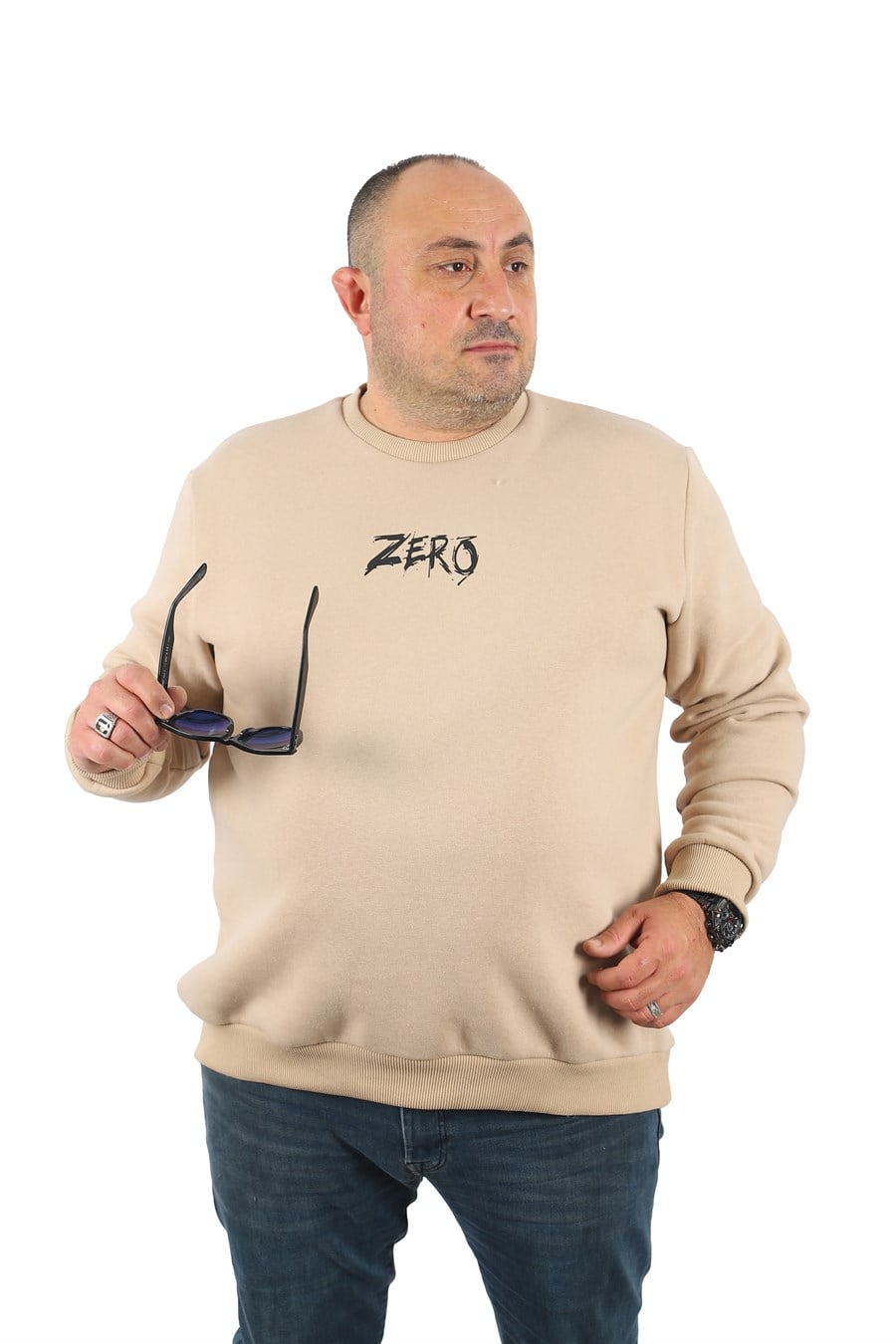 Mocgrande Büyük Beden Erkek Sweat Zero 22732 BEJ