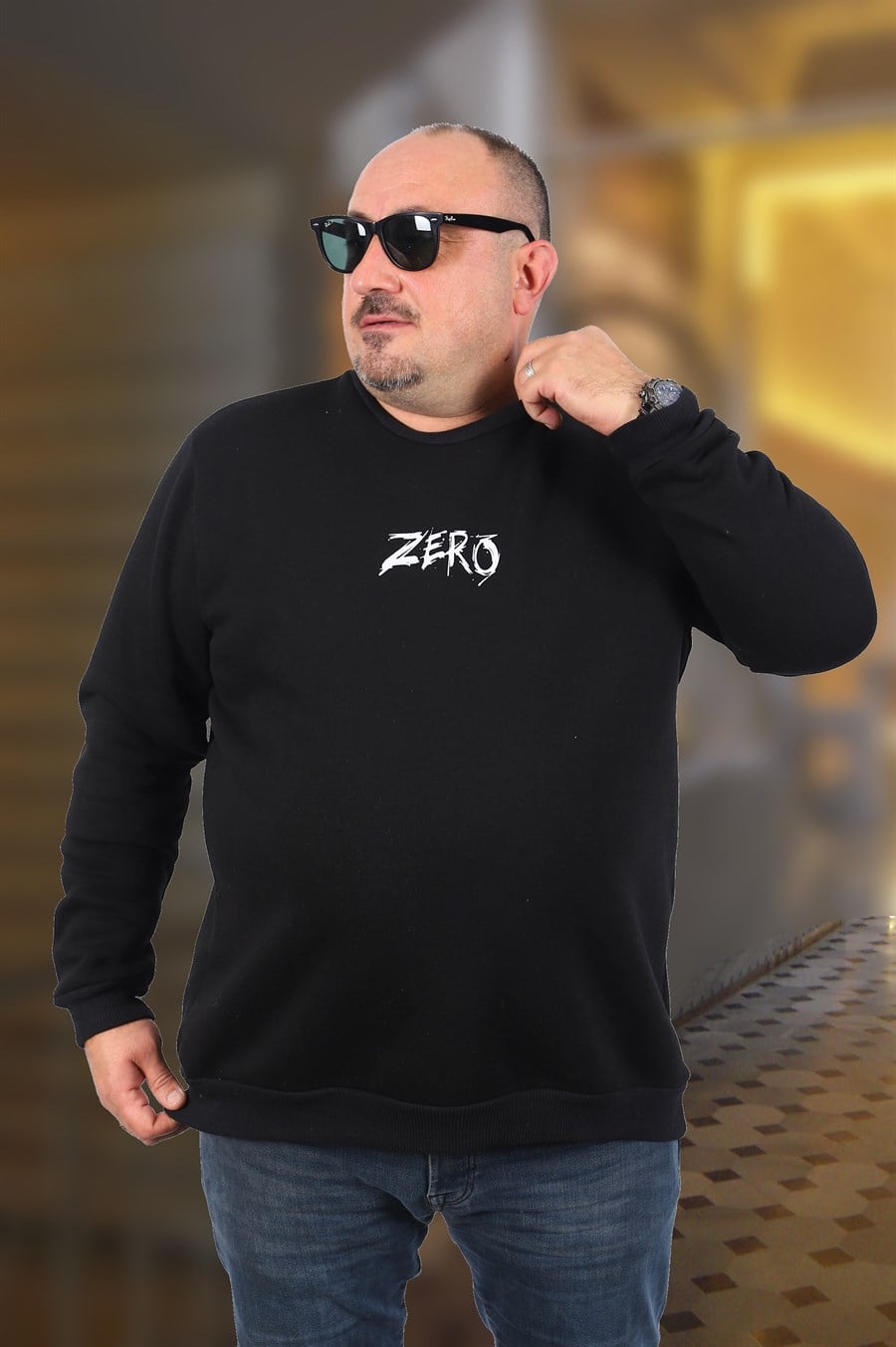 Mocgrande Büyük Beden Erkek Sweat Zero 22732 SIYAH