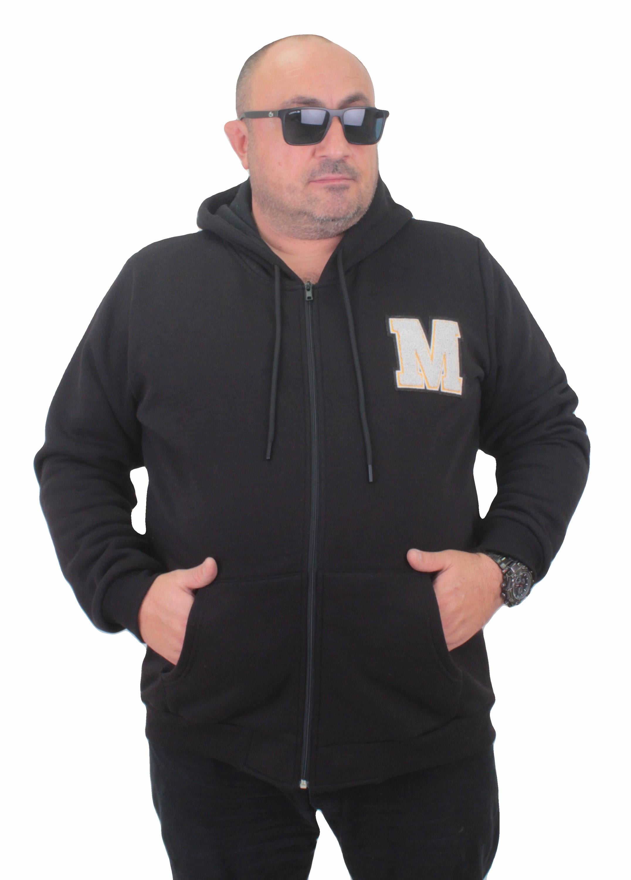 MocGrande Büyük Beden Fermuarlı Sweat M 23217 SIYAH