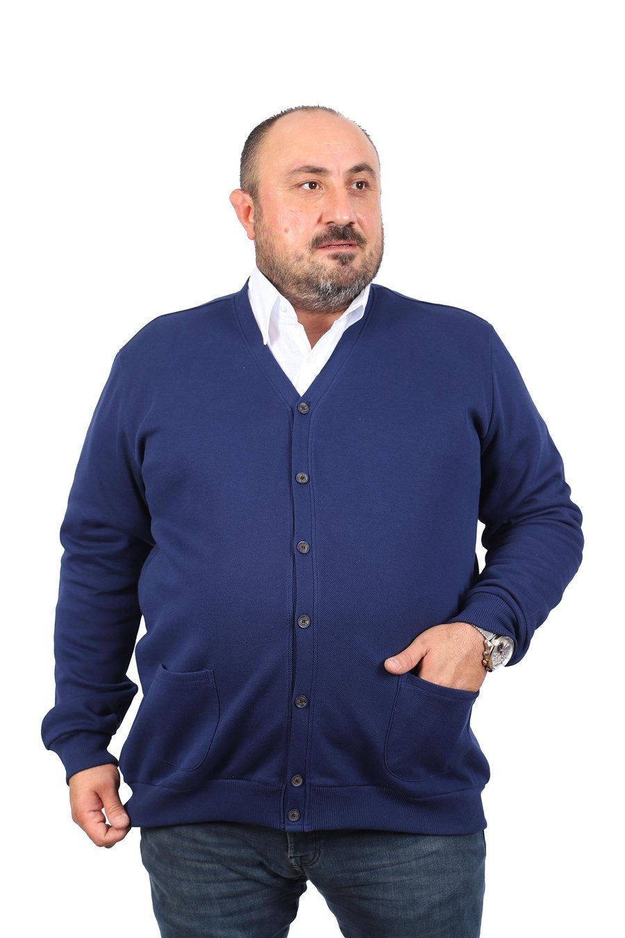 Mocgrande Büyük Beden Hırka Düğmeli Double Face 22802