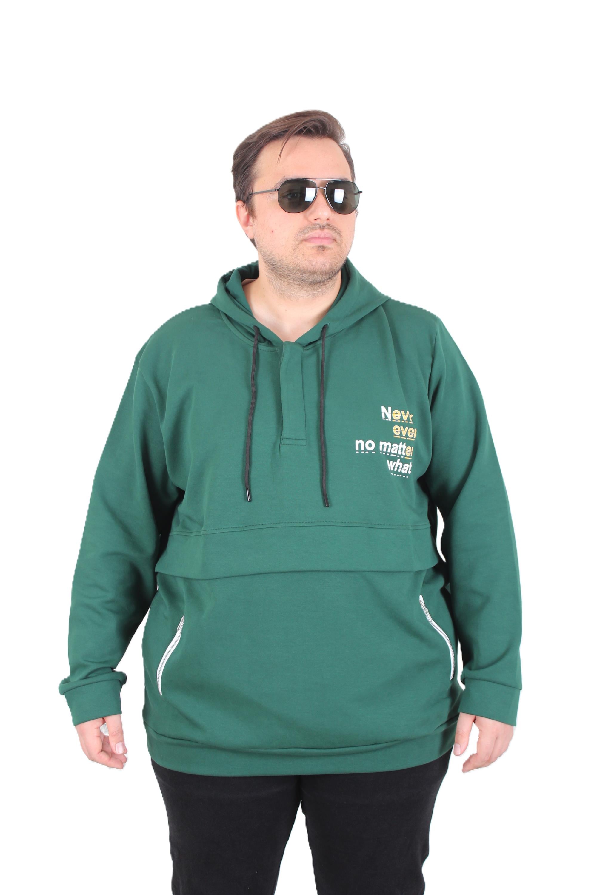 MocGrande Büyük Beden Kapüşonlu Sweat Double Face Never 25706 NEFTI