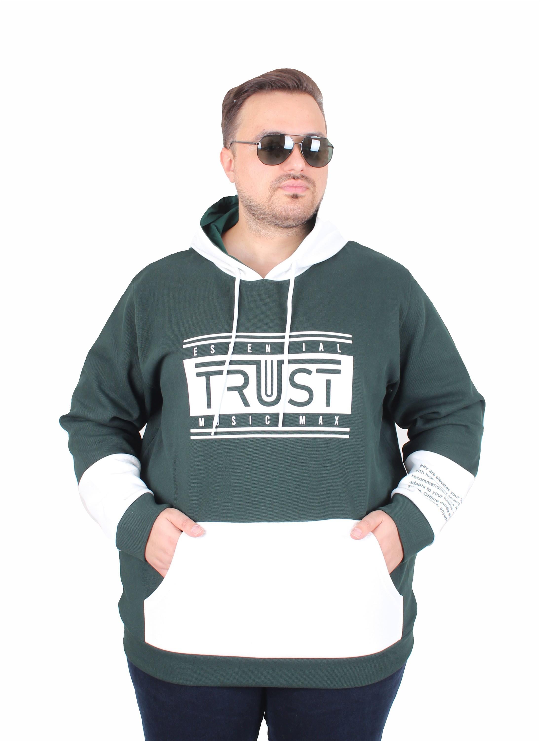 MocGrande Büyük Beden Kapüşonlu Sweat Double Face Trust 25701 NEFTI