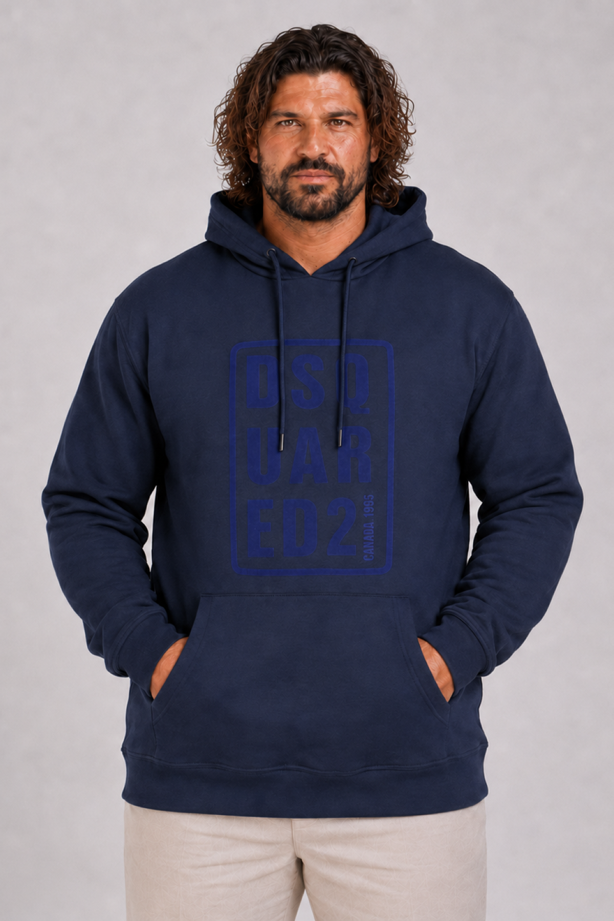 MocGrande Büyük Beden Kapüşonlu Sweat Double Face DSQ 25712 LACIVERT