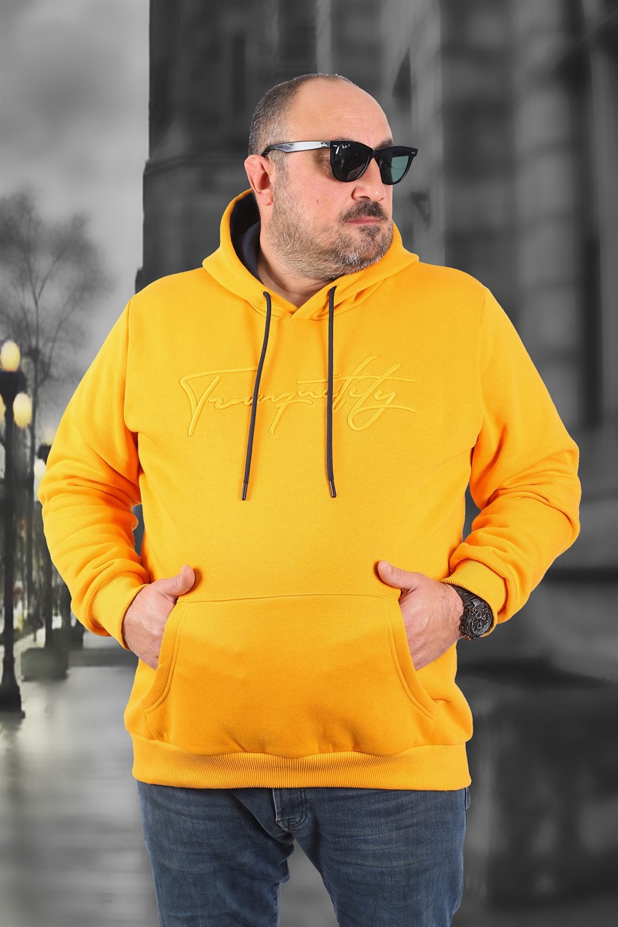 Mocgrande Büyük Beden Kapüşonlu Sweat Twenty 22741 HARDAL