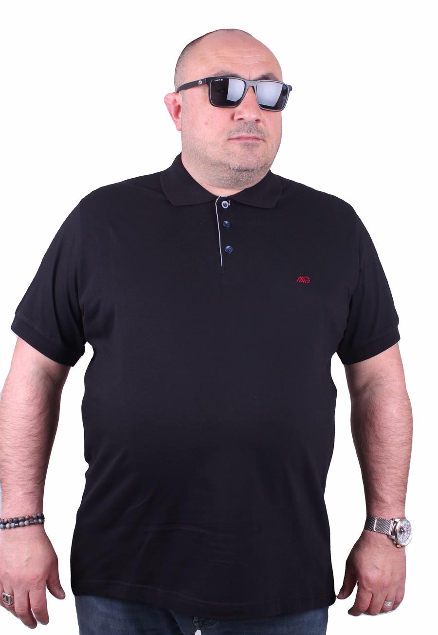 Mocgrande Büyük Beden Likralı Klasik Polo Tişört 11500 SIYAH
