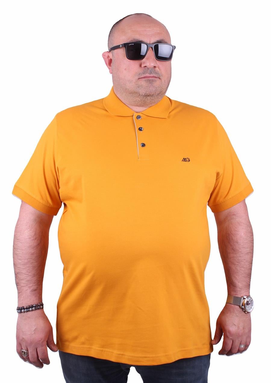Mocgrande Büyük Beden Likralı Klasik Polo Tişört 11500 HARDAL
