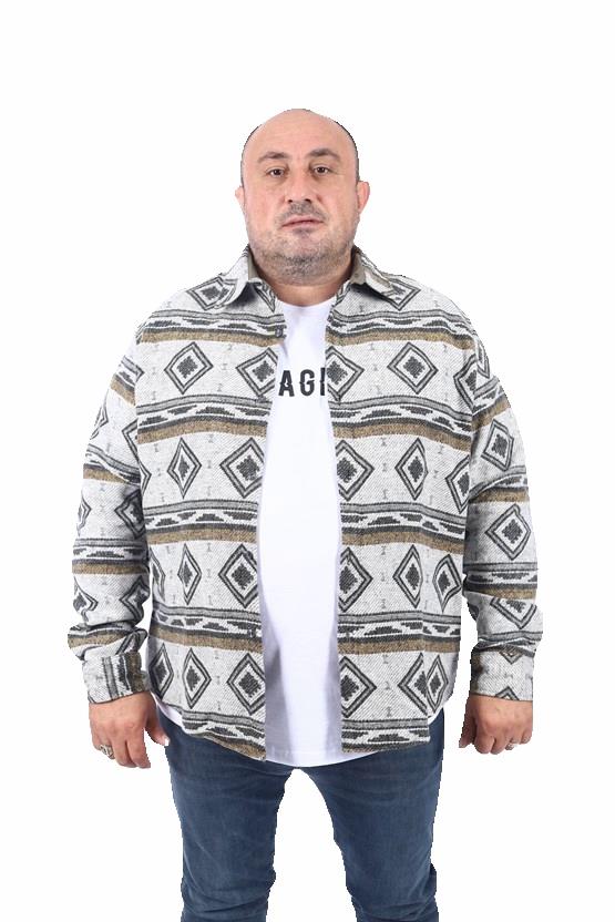 MocGrande Büyük Beden Oduncu Gömlek Gray Wolves 22213 YESIL
