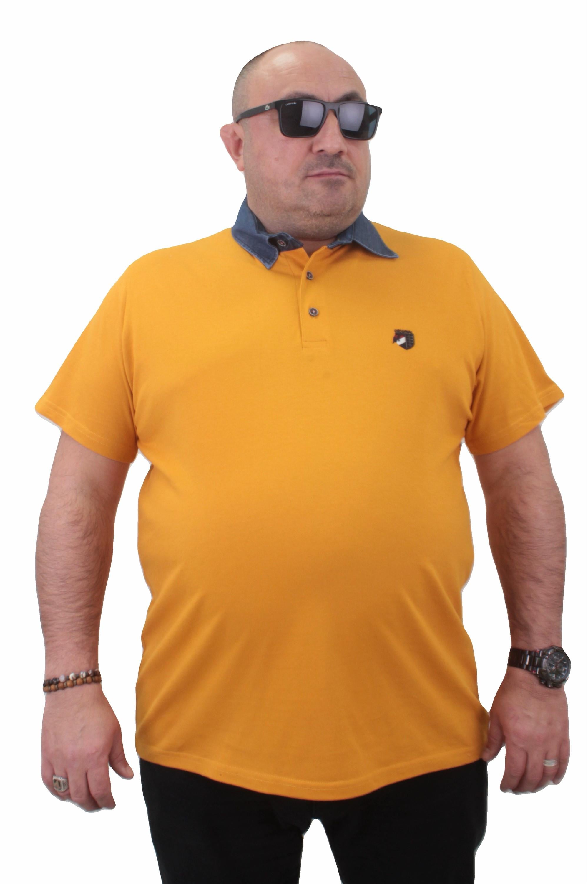 Mocgrande Büyük Beden Polo Kot Yaka Tişört 23420 HARDAL