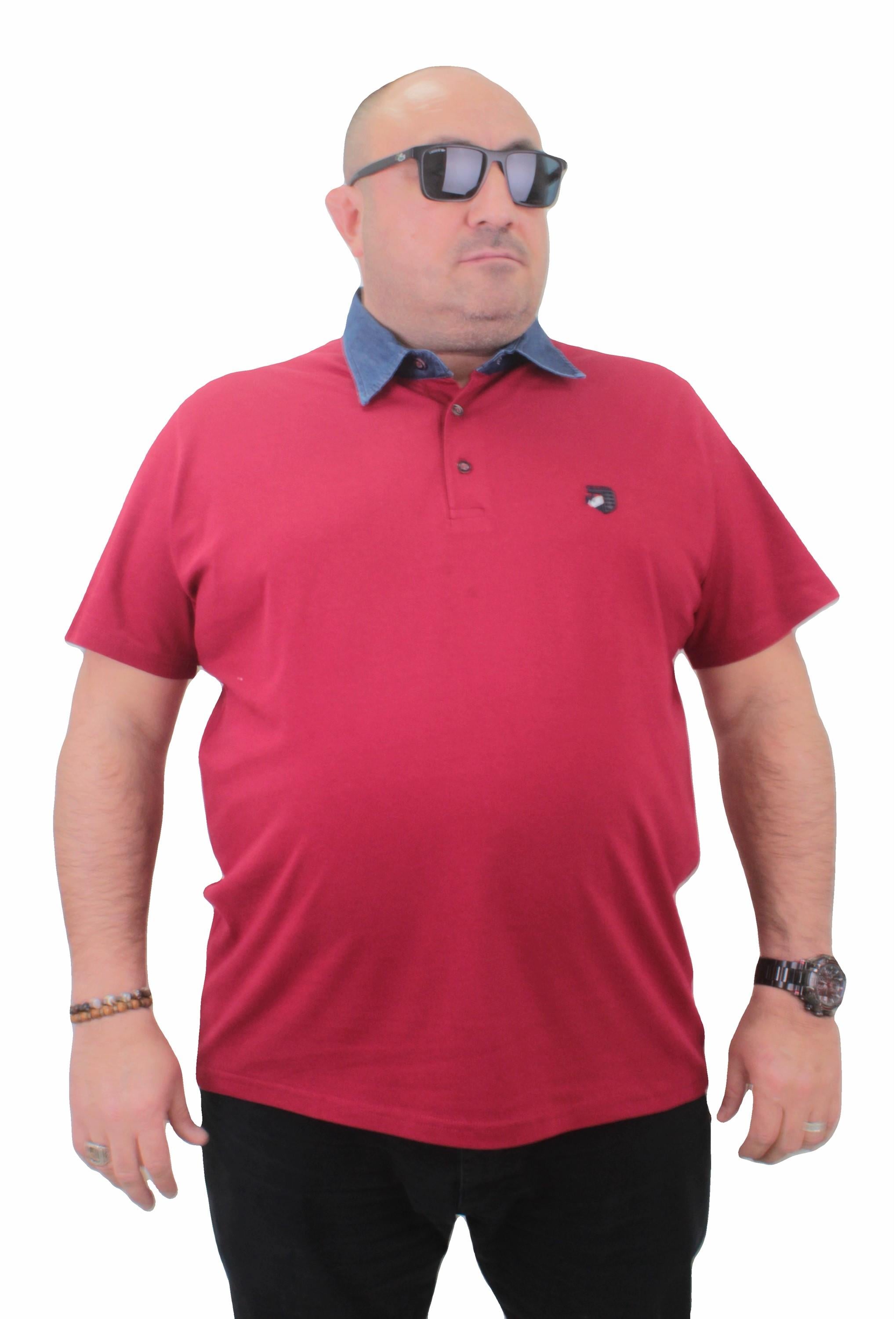 Mocgrande Büyük Beden Polo Kot Yaka Tişört 23420 BORDO