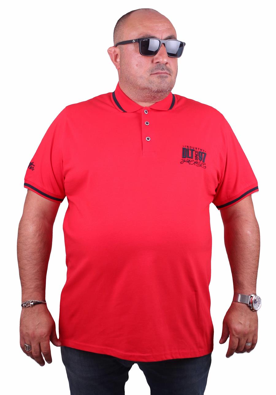 Mocgrande Büyük Beden Polo Yaka Tişört Ninety Seven 23417 KIRMIZI
