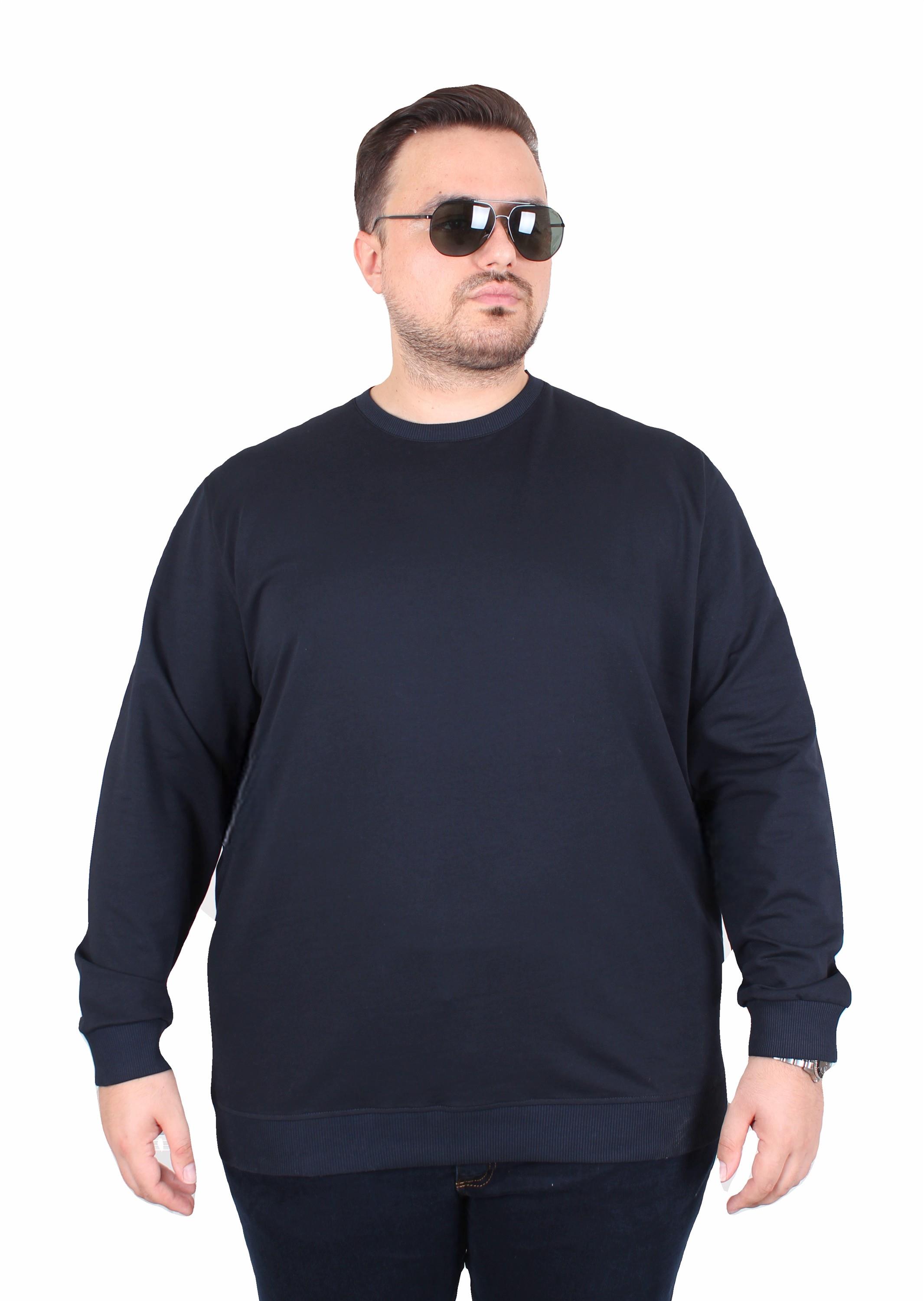 MocGrande Büyük Beden Sıfır Yaka Classic Sweat 23216 LACIVERT