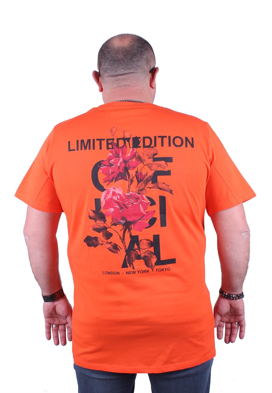 Mocgrande Büyük Beden Sıfır Yaka Tişört Limited Edition 23111 TURUNCU