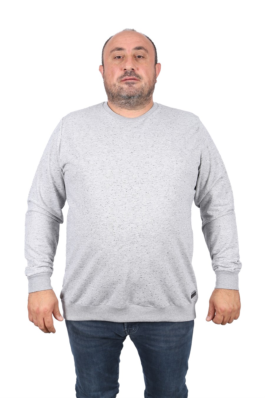 MocGrande Büyük Beden Sweatshirt Bisiklet Yaka Deri Arma 22703