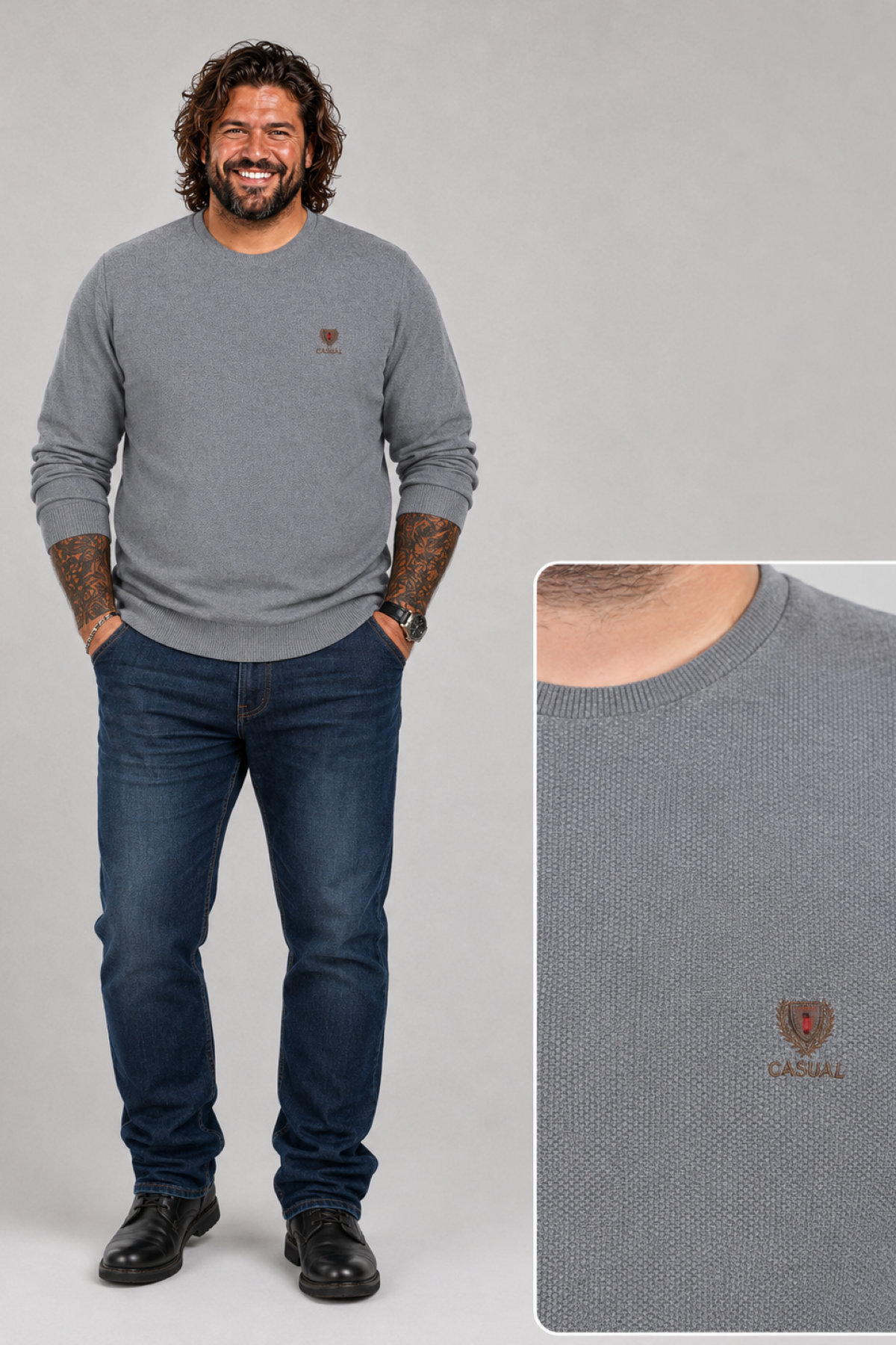 MocGrande Büyük Beden Sweatshirt Gipeli Casual 22712 ANTRASIT