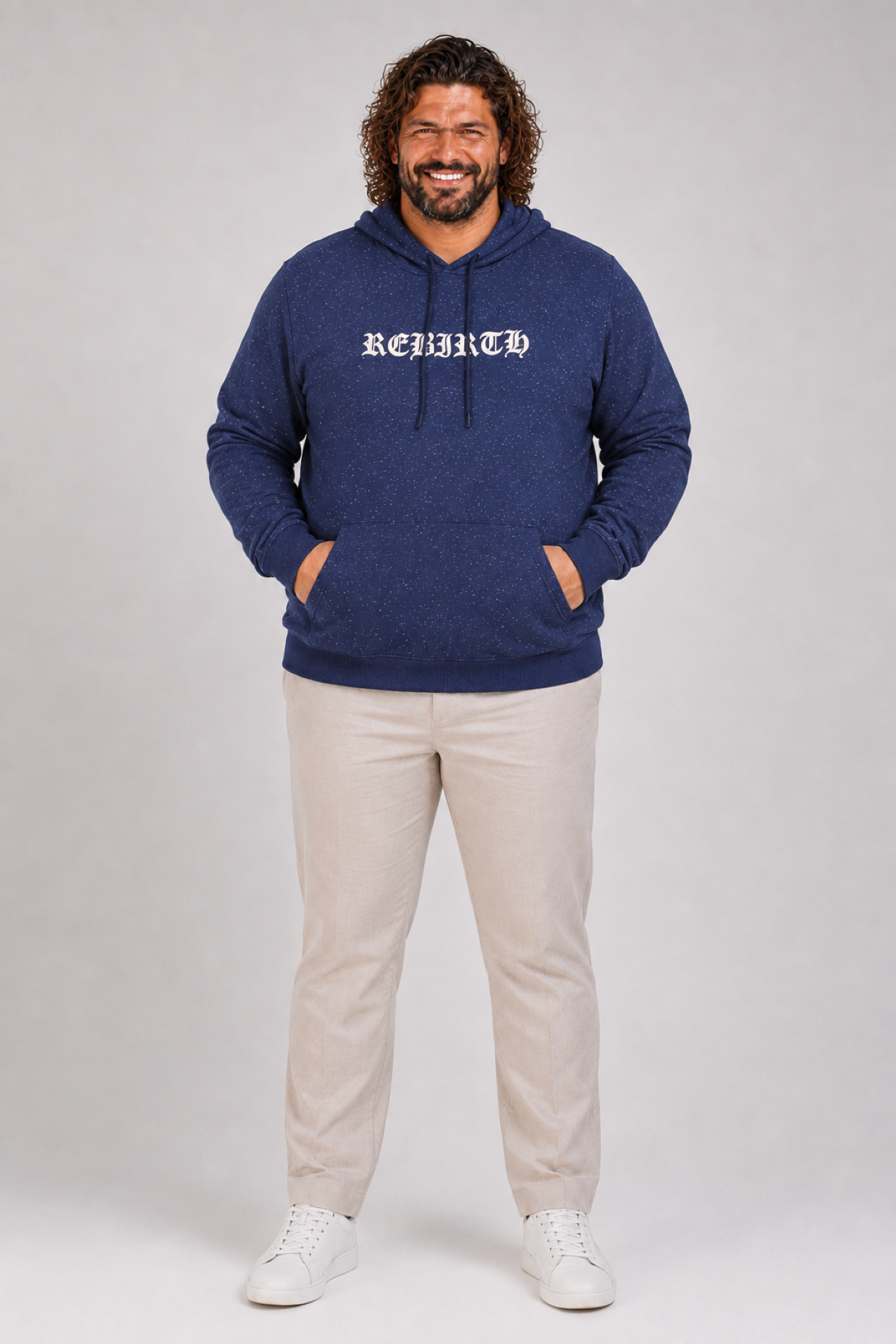 MocGrande Büyük Beden Sweatshirt Kapşonlu Rebirth 22701 LACIVERT