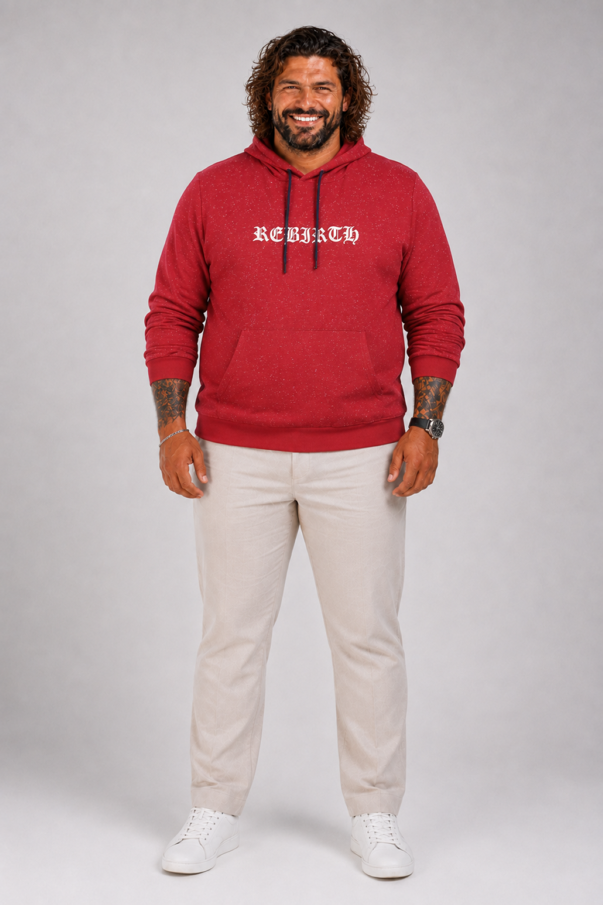 MocGrande Büyük Beden Sweatshirt Kapşonlu Rebirth 22701 BORDO