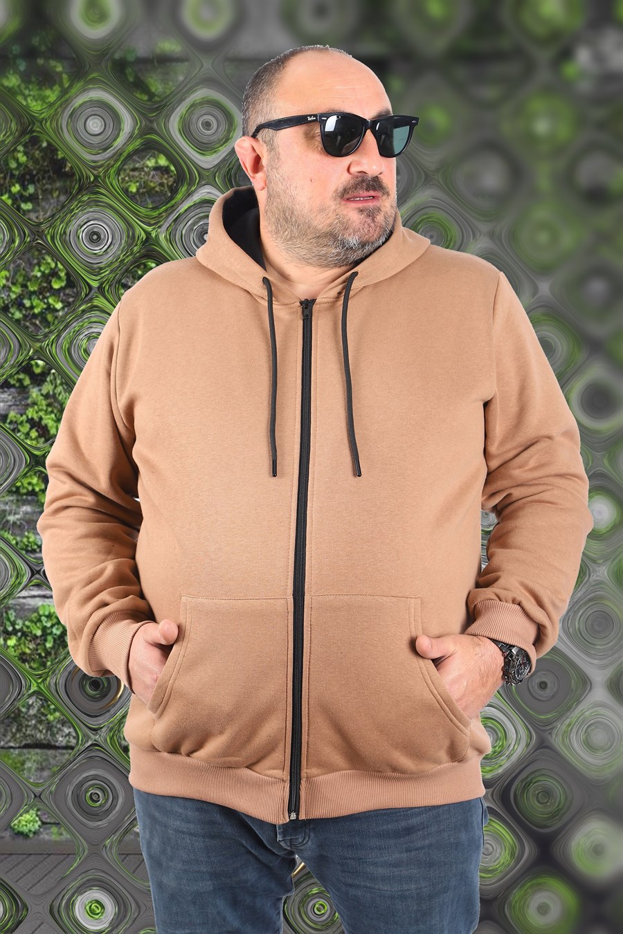 Mocgrande Büyük Beden Unisex Kapüşonlu 3ip Sweat 11701 S.KAHVE