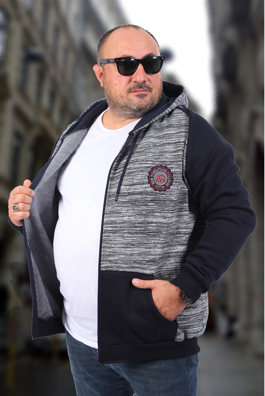 Mocgrande Büyük Beden Unisex New York Collage Sweat 22727