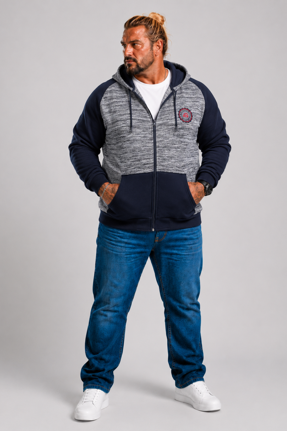 Mocgrande Büyük Beden Unisex New York Collage Sweat 22727 SIYAH