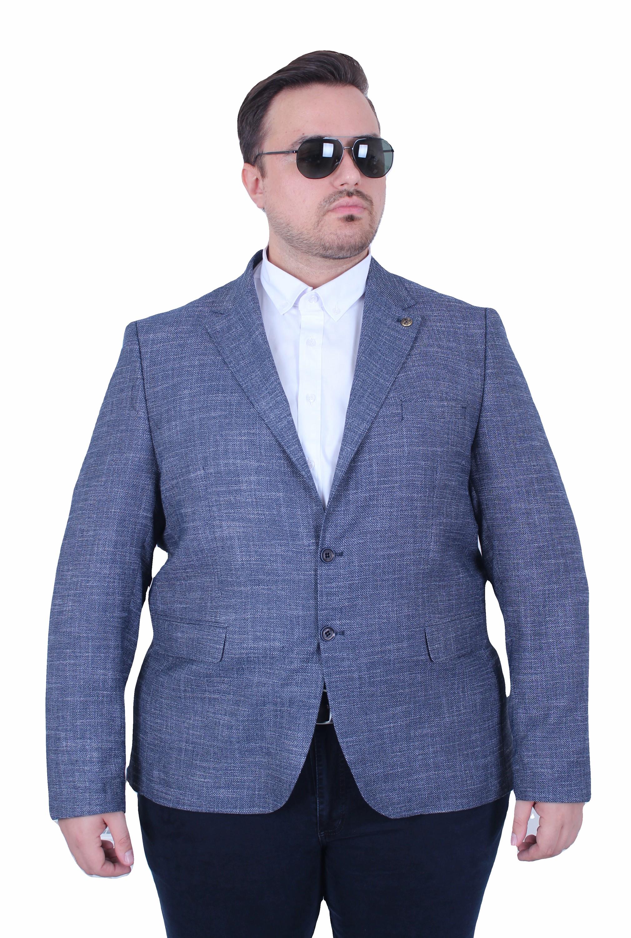 Mocgrande Erkek Büyük Beden 6 Drop Blazer Tuna Ceket 500601 LACIVERT