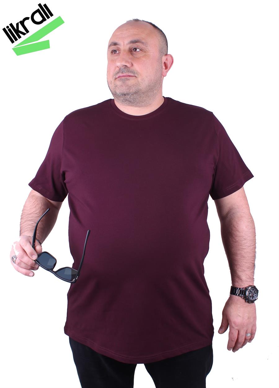 Mocgrande Erkek Büyük Beden Likralı Basic Sıfır Yaka Tişört 11160 MURDUM