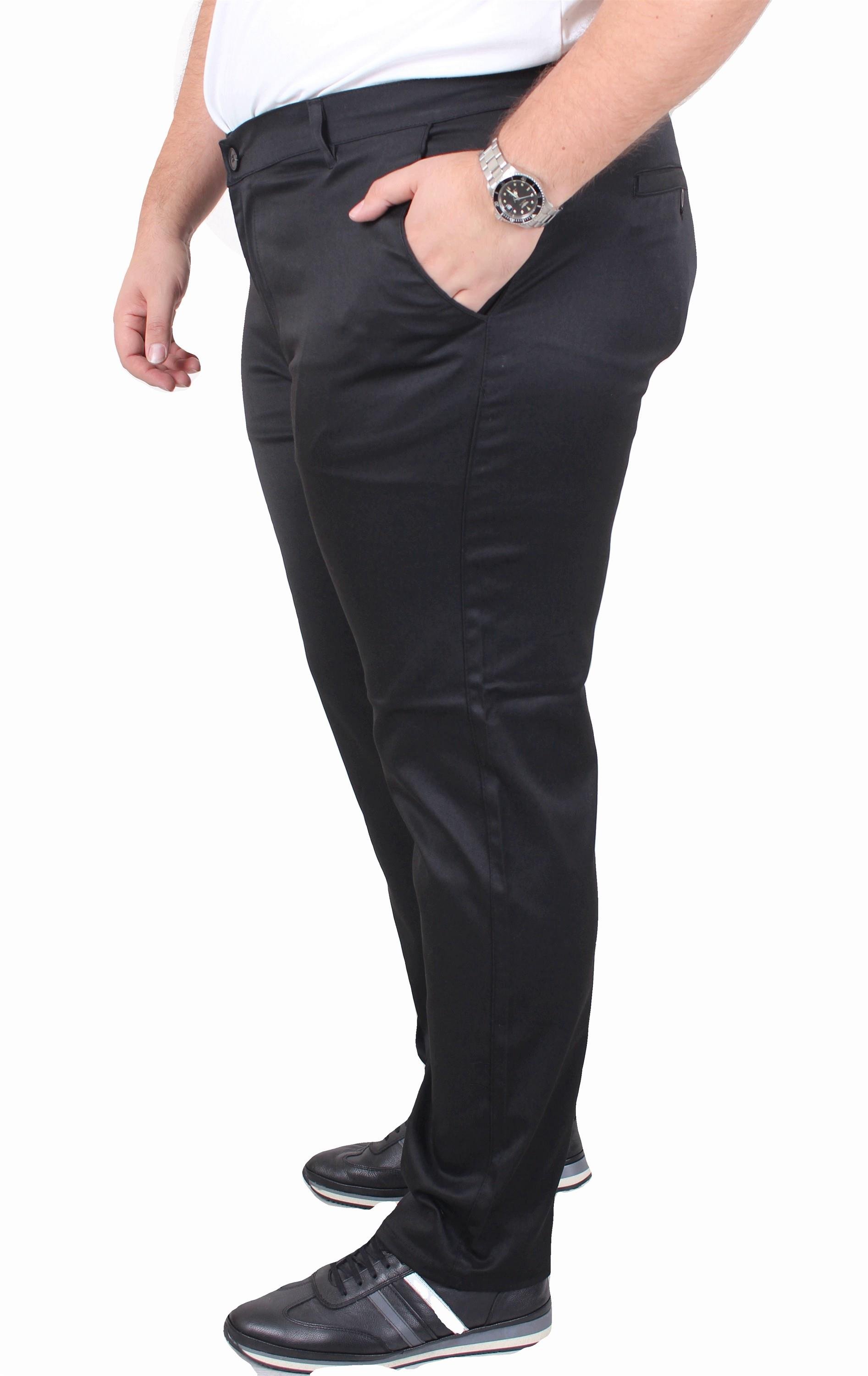 Mocgrande Erkek Büyük Beden Likralı Gabardin Yan Cepli Pantolon 11956 SIYAH