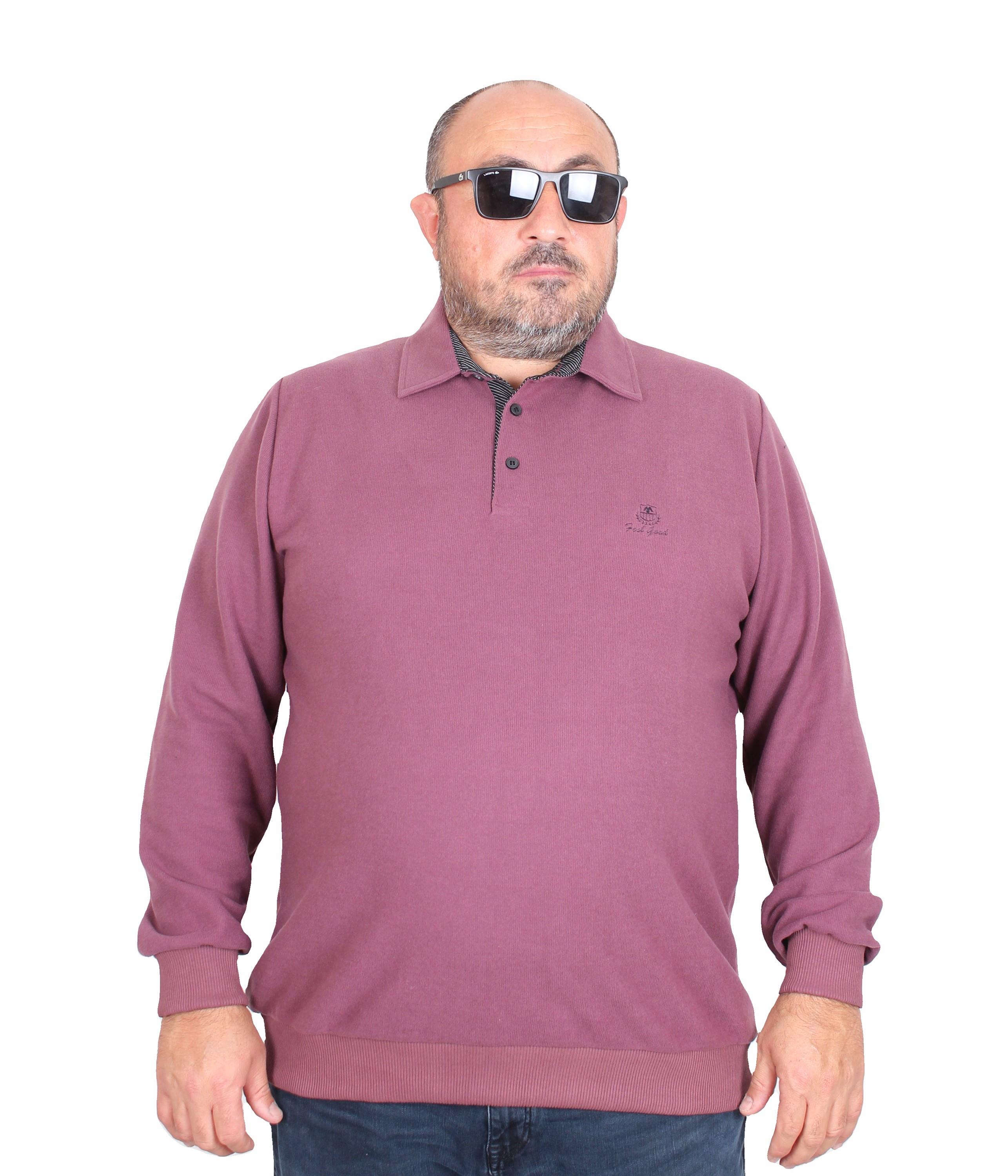 MocGrande Erkek Büyük Beden Polo Yaka Sweat Feel Good 24408 Eflatun