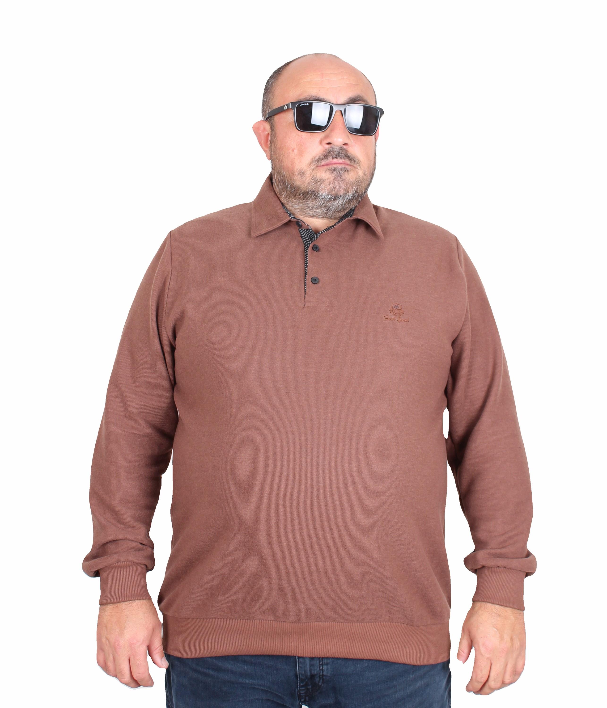 MocGrande Erkek Büyük Beden Polo Yaka Sweat Feel Good 24408 S.KAHVE