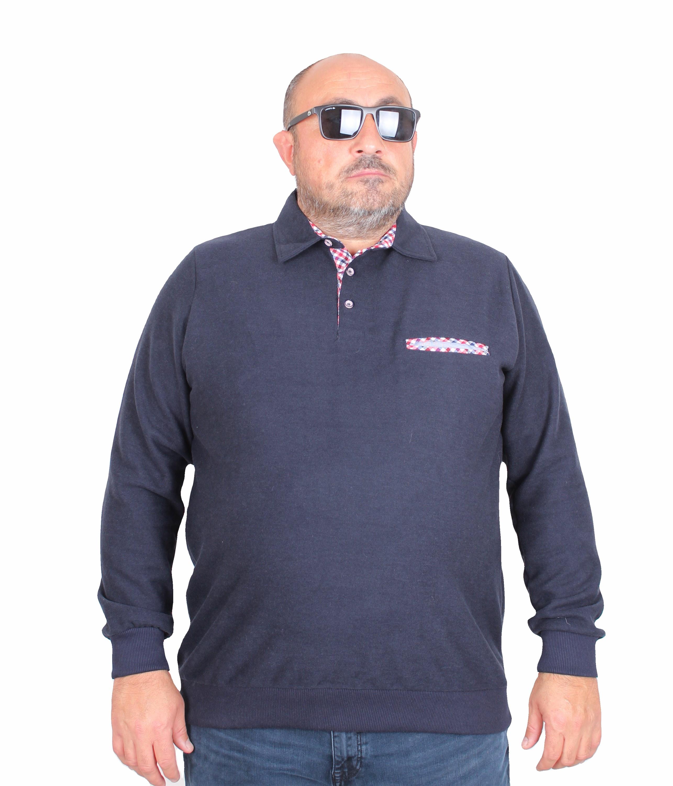 MocGrande Erkek Büyük Beden Polo Yaka Sweat Flota Cep 24407 LACIVERT