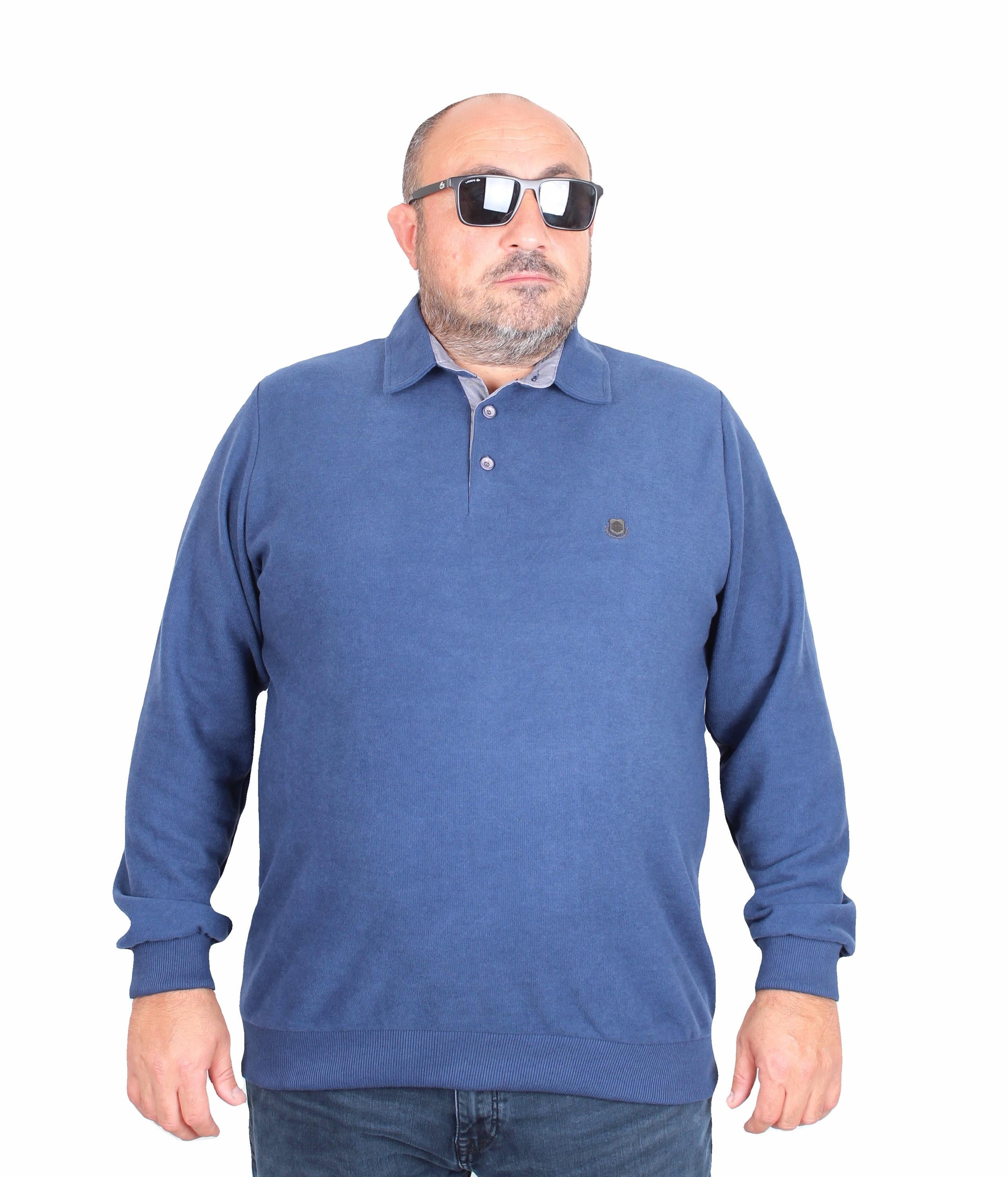 MocGrande Erkek Büyük Beden Polo Yaka Sweat Orjinal 24409 Marin