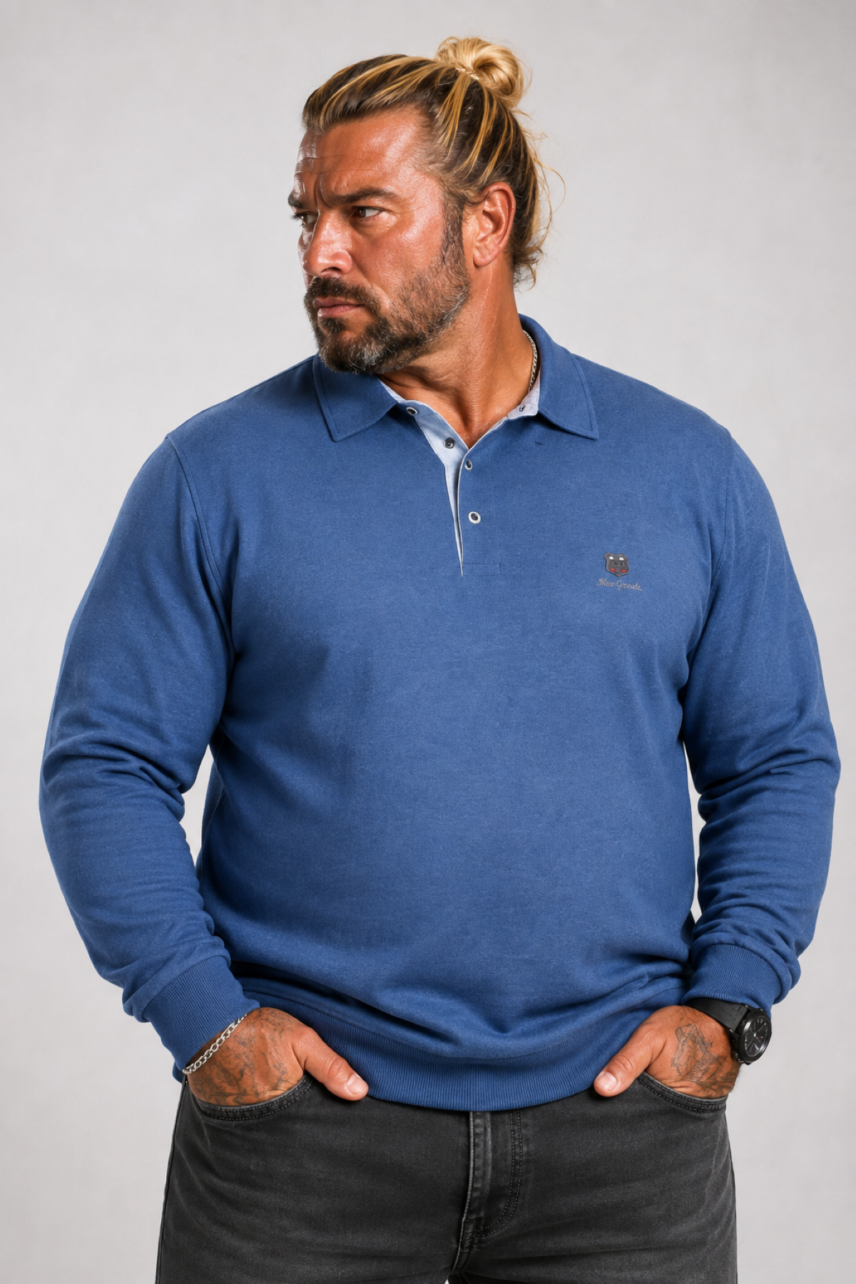 MocGrande Erkek Büyük Beden Polo Yaka Sweat Moc Grande 24410 Marin