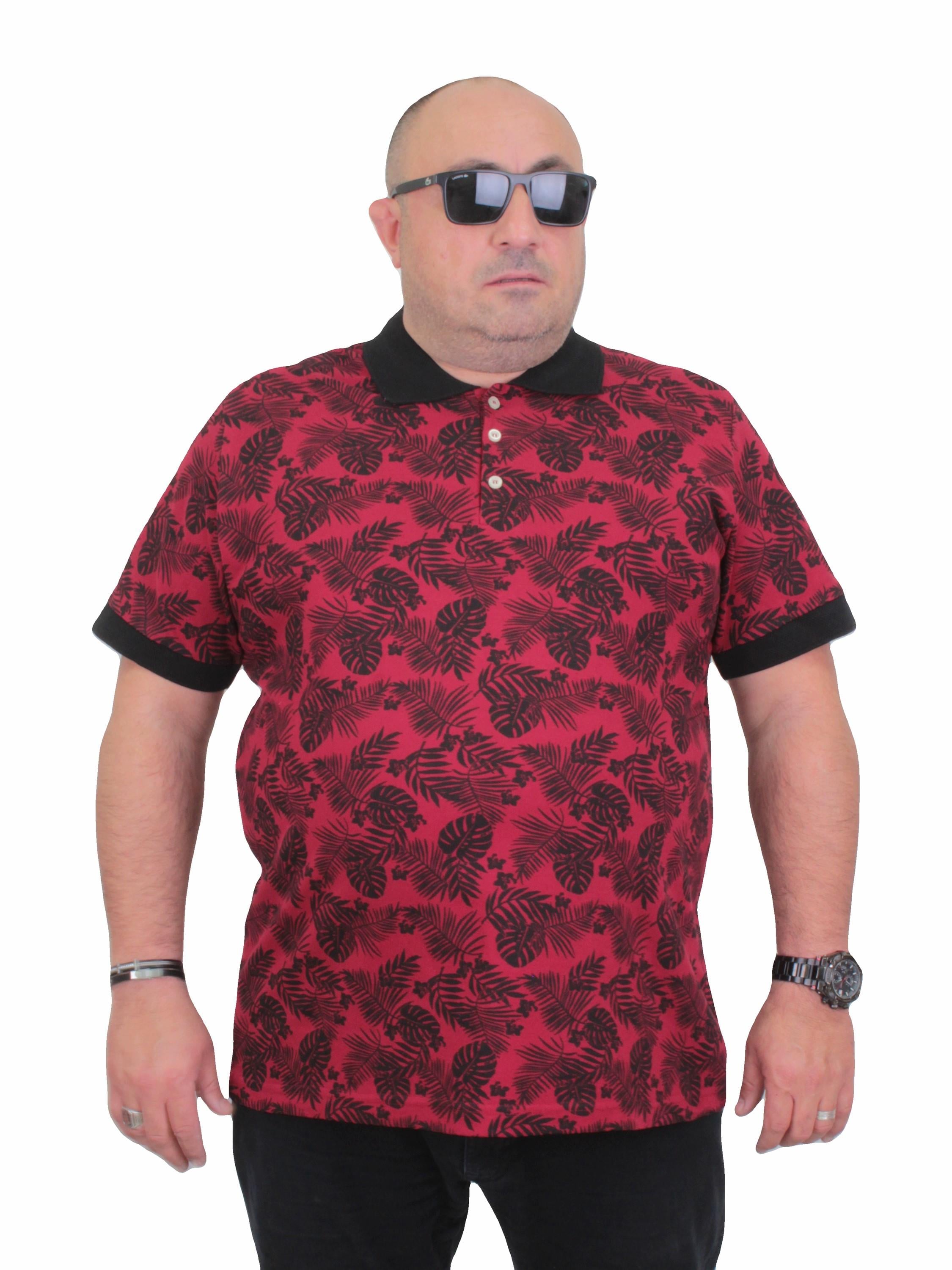 Mocgrande Erkek Büyük Beden Polo Yaka Tişört Hawai 24455 BORDO
