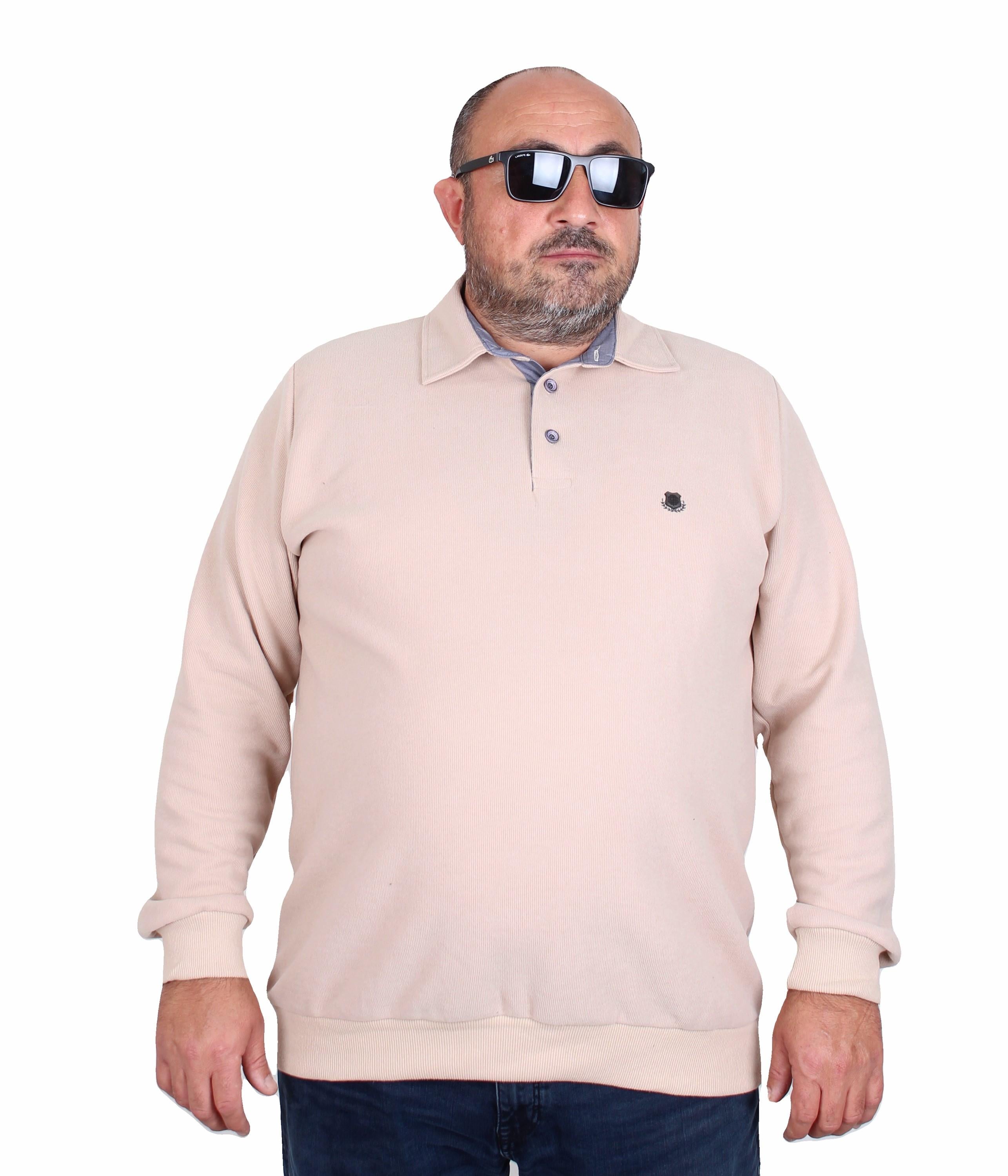 MocGrande Erkek Büyük Beden Polo Yaka Sweat Orjinal 24409 BEJ
