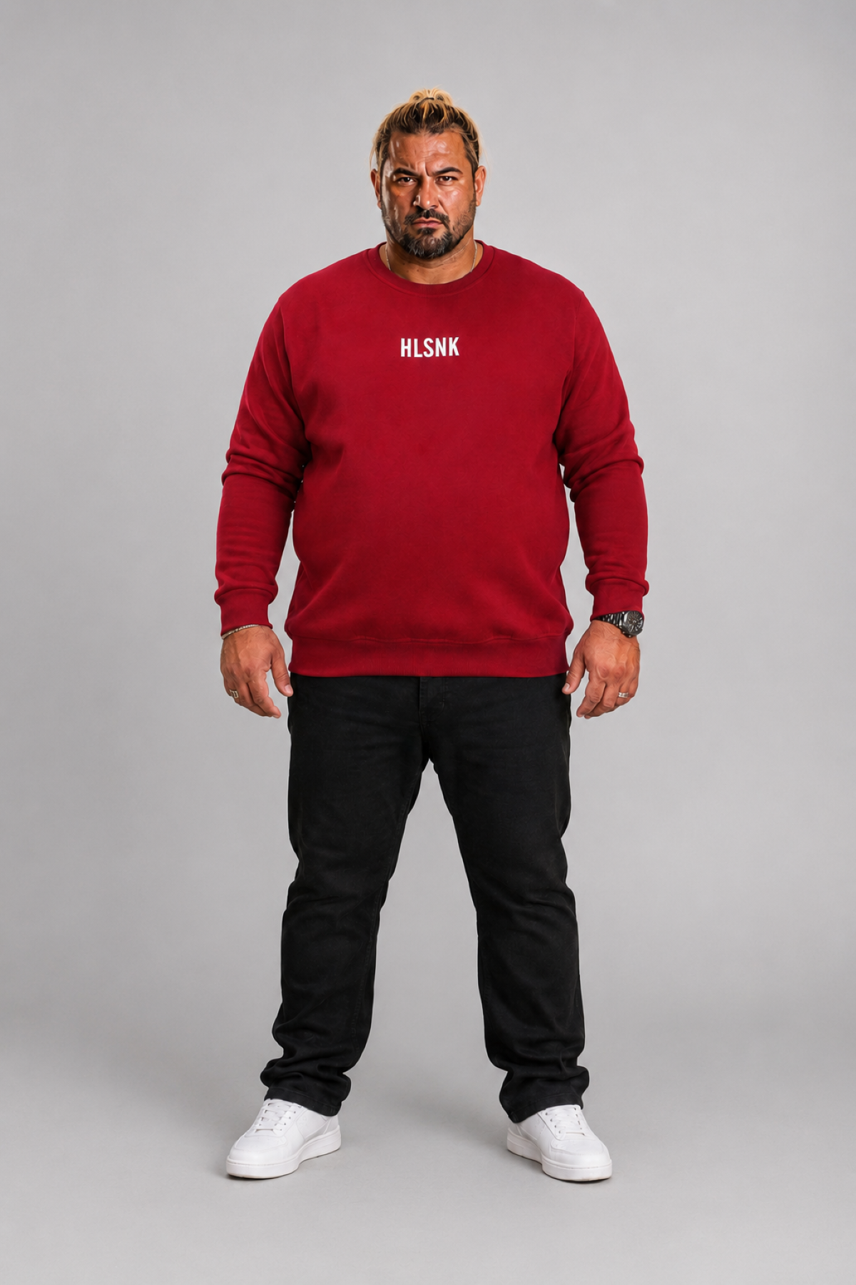 Mocgrande Erkek Büyük Beden Sıfır Yaka Sweat Hlsnk 23204 BORDO