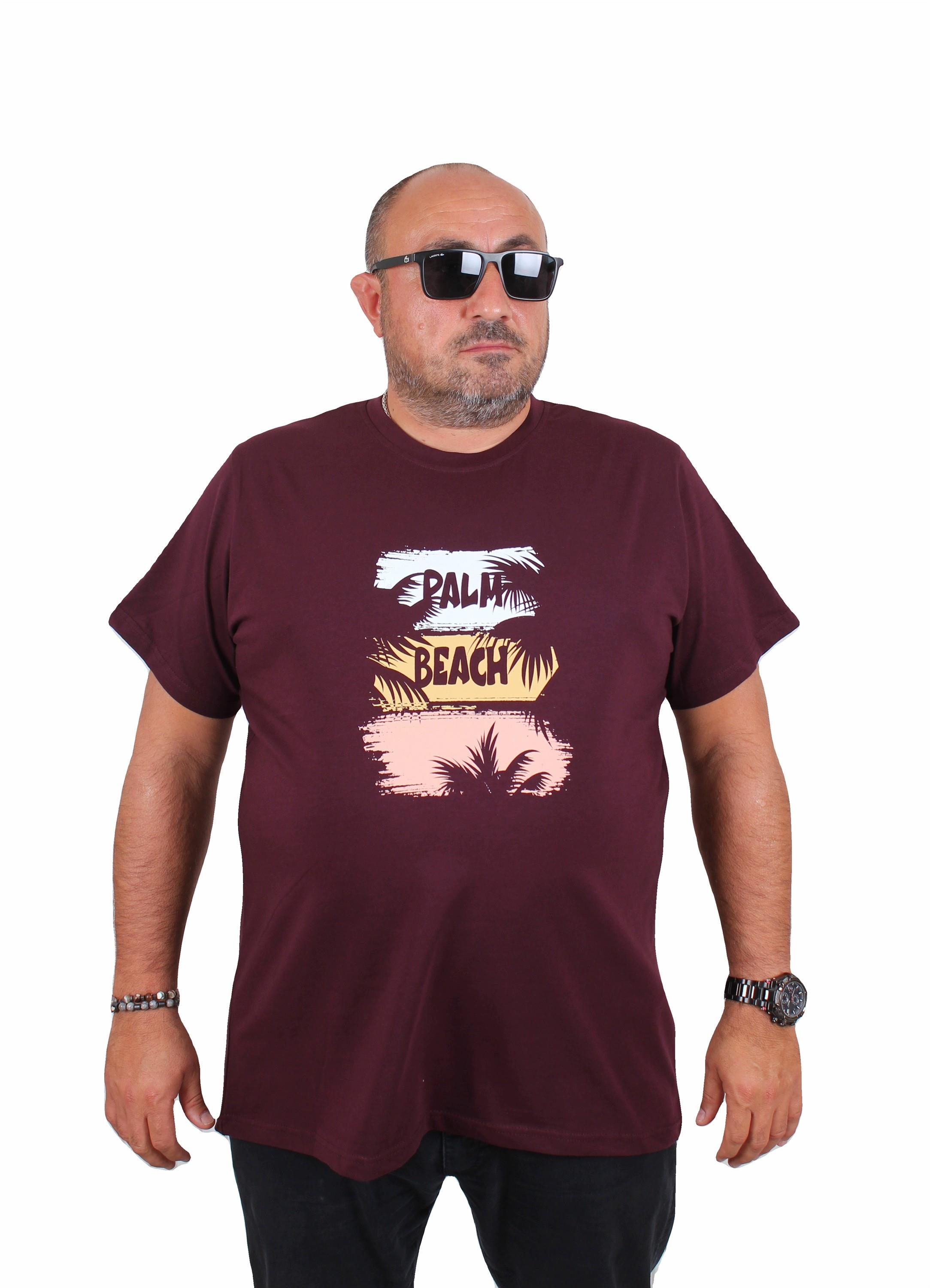 Mocgrande Erkek Büyük Beden Sıfır Yaka Tişört Palm Beach 25188 MURDUM