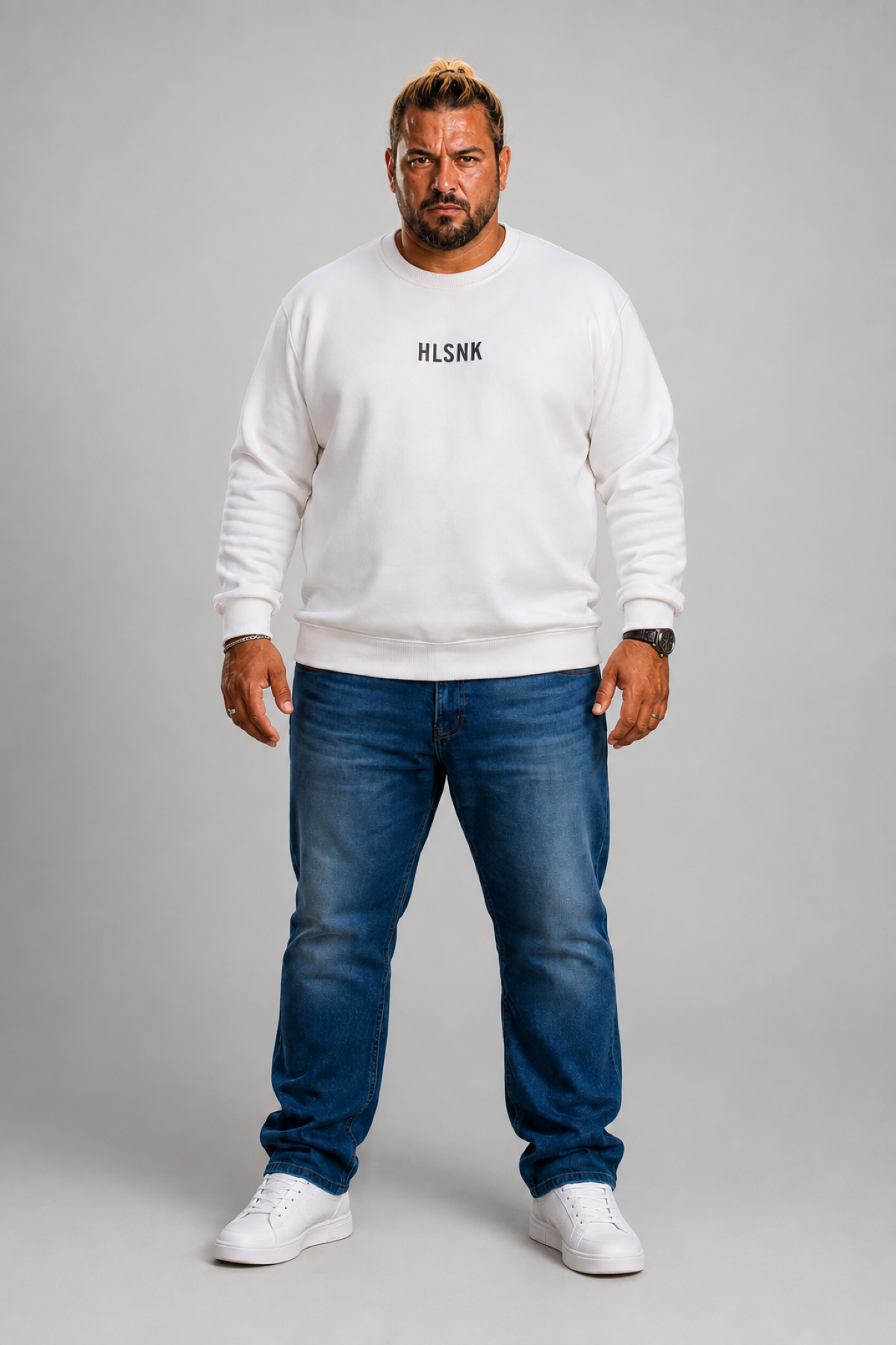 Mocgrande Erkek Büyük Beden Sıfır Yaka Sweat Hlsnk 23204 EKRU
