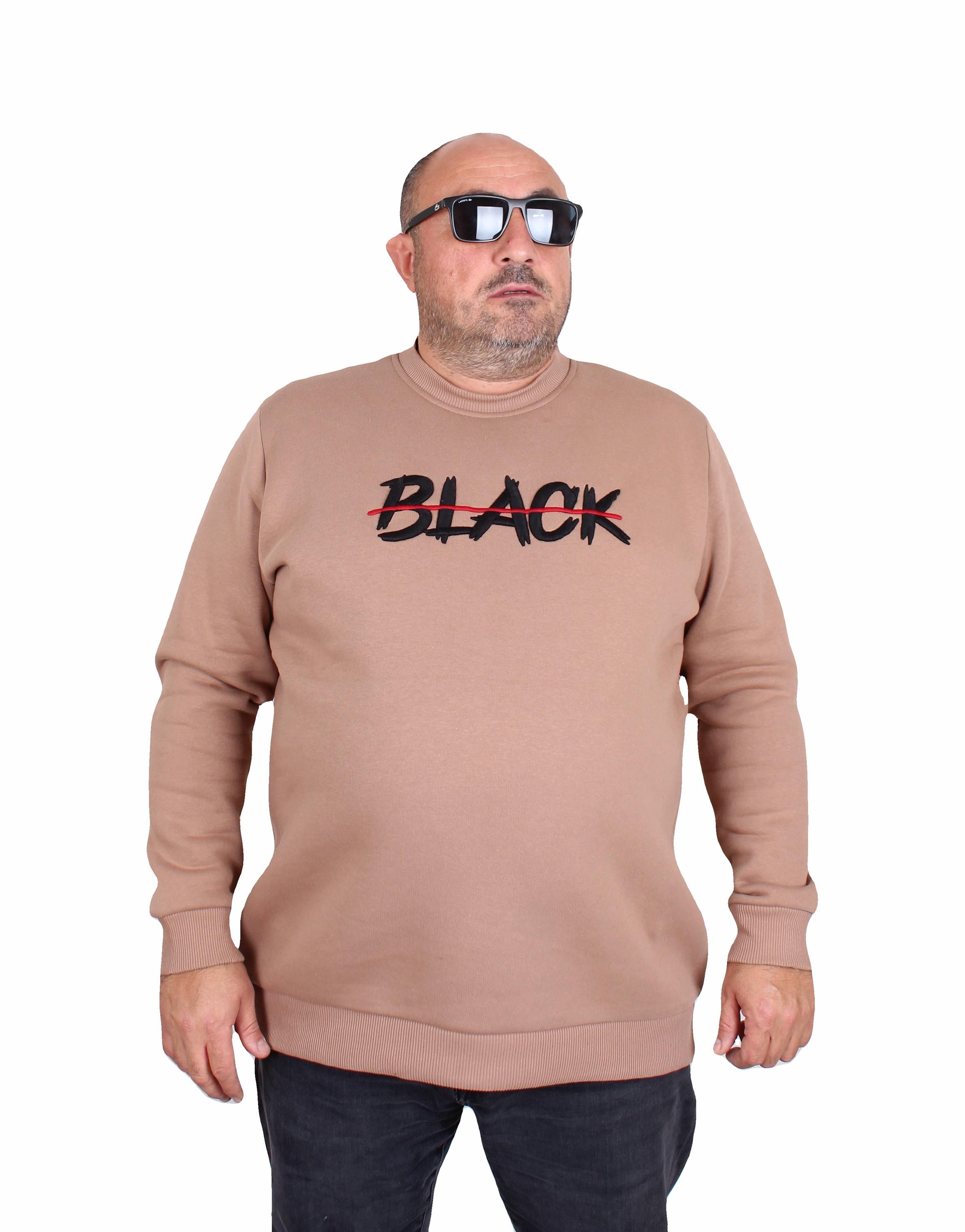 Mocgrande Erkek Büyük Beden Sıfır Yaka 3ip Sweat Black 24202 S.KAHVE