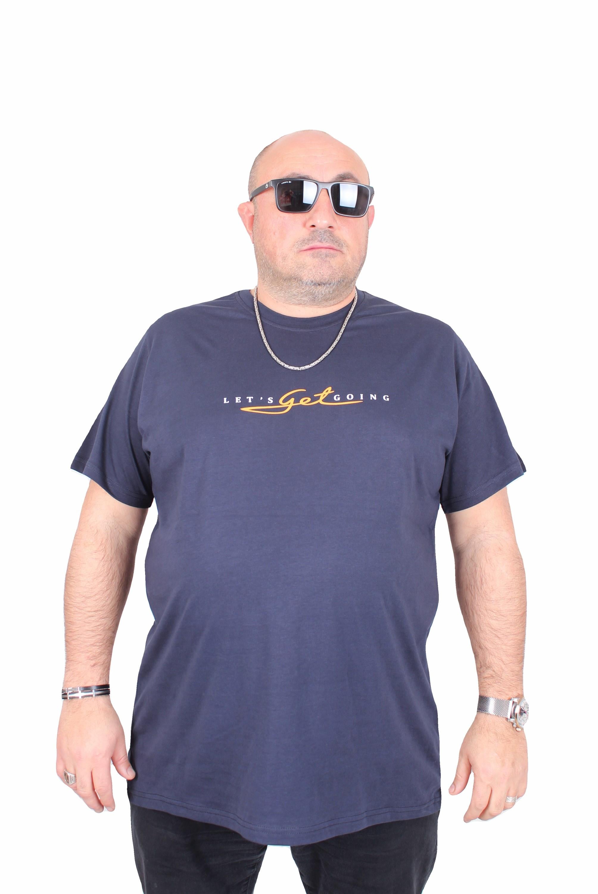 Mocgrande Erkek Büyük Beden Sıfır Yaka Tişört Lets Get Going 25175 LACIVERT