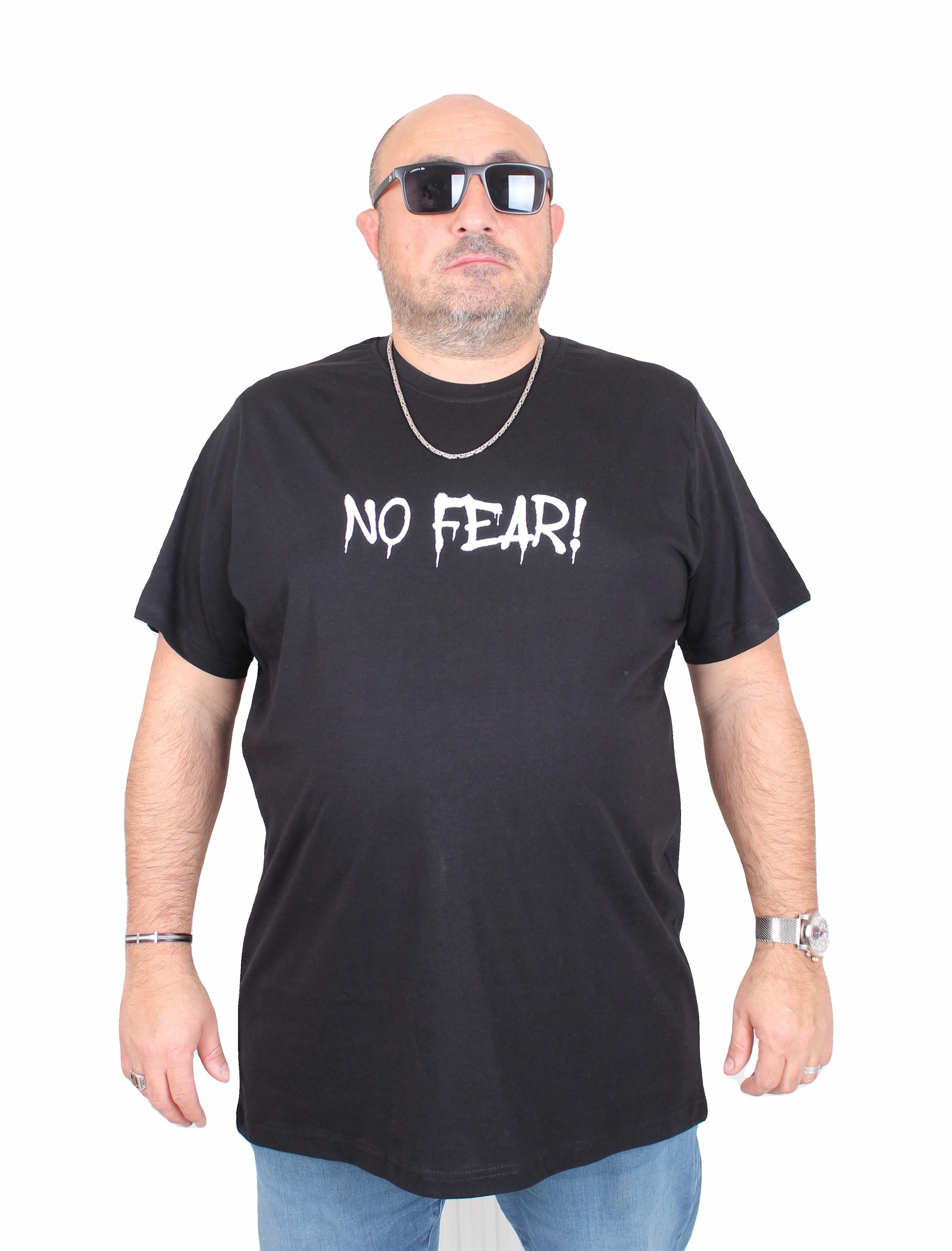 Mocgrande Erkek Büyük Beden Sıfır Yaka Tişört No Fear 25143 SIYAH