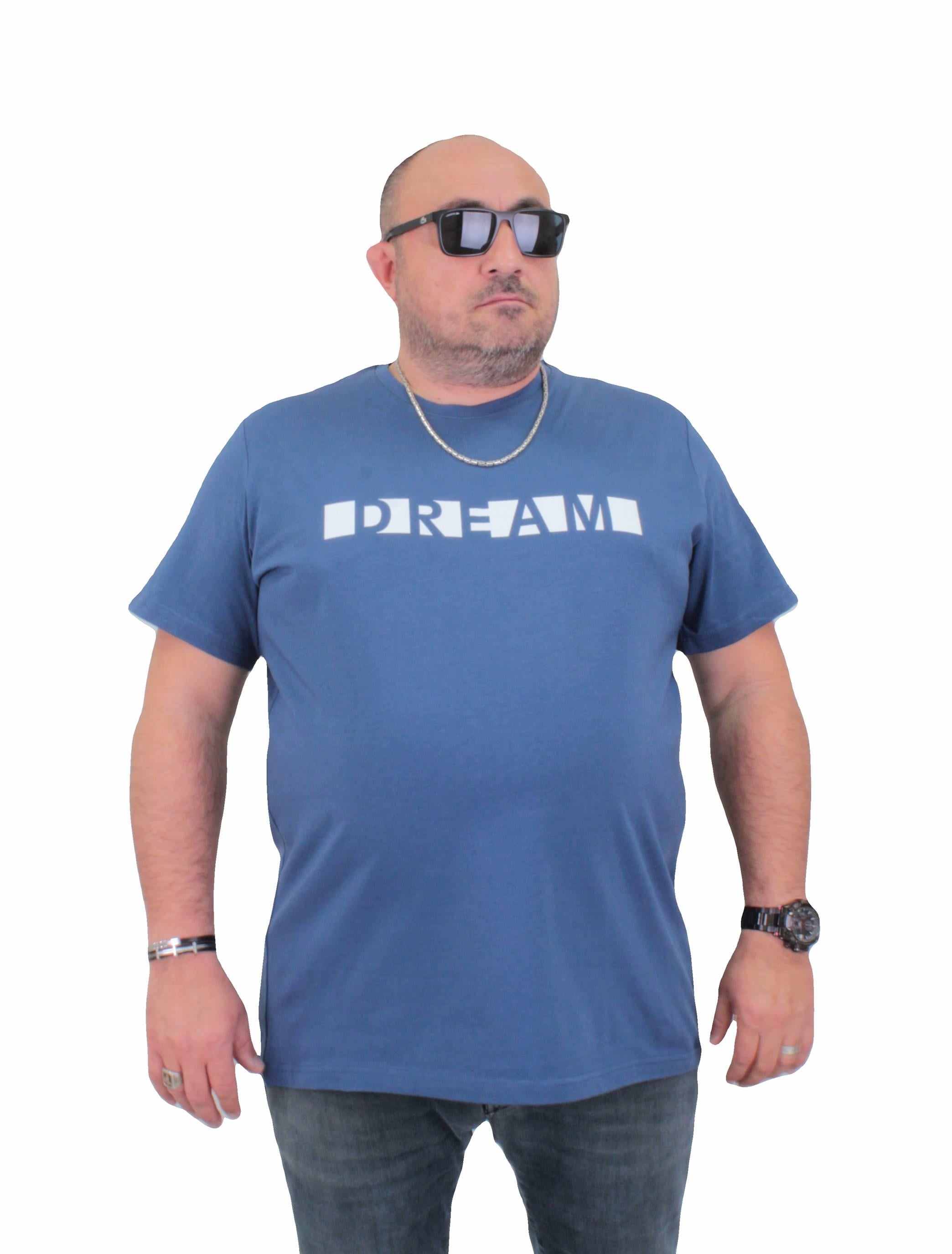 Mocgrande Erkek Büyük Beden Sıfır Yaka Tişört Dream 24140 INDIGO