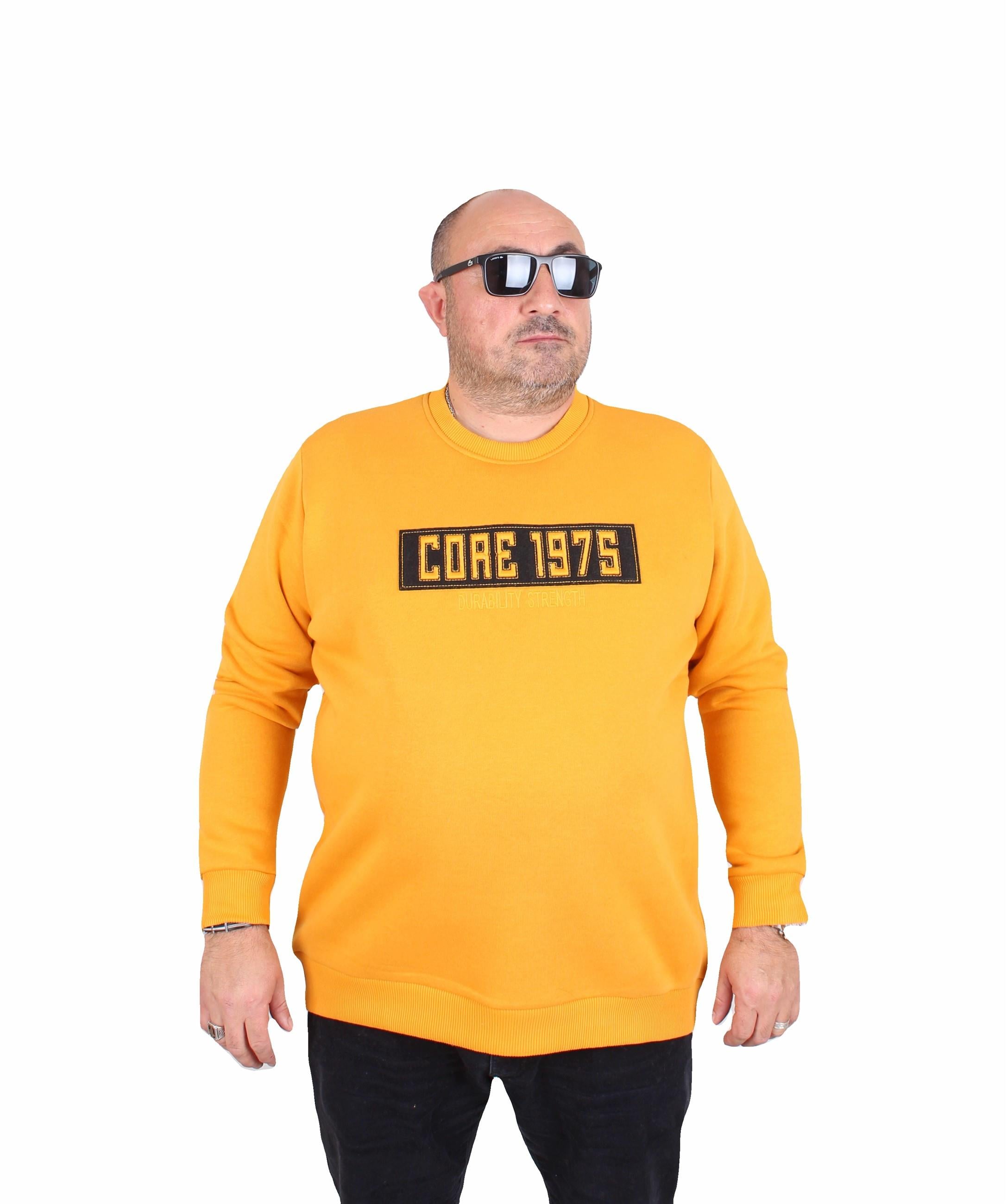Mocgrande Erkek Büyük Beden Sıfır Yaka 3ip Sweat Core 1975 24209 HARDAL