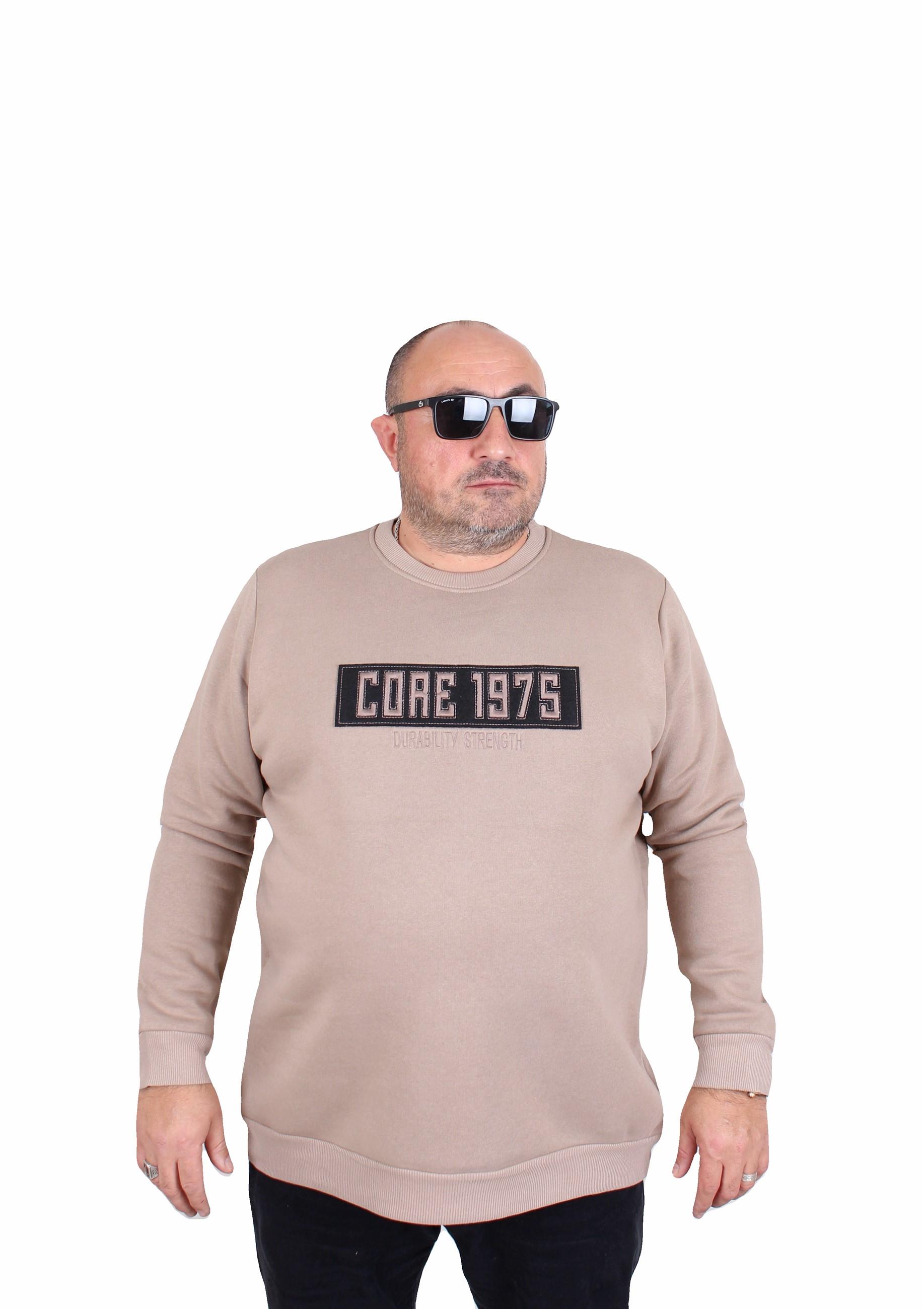 Mocgrande Erkek Büyük Beden Sıfır Yaka 3ip Sweat Core 1975 24209 CAMEL