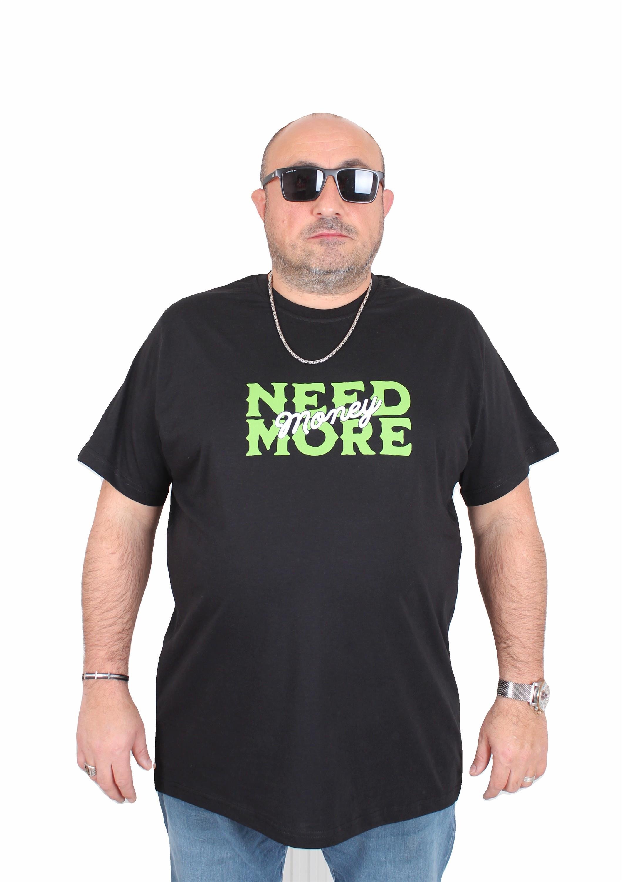 Mocgrande Erkek Büyük Beden Sıfır Yaka Tişört Need More 25139 SIYAH