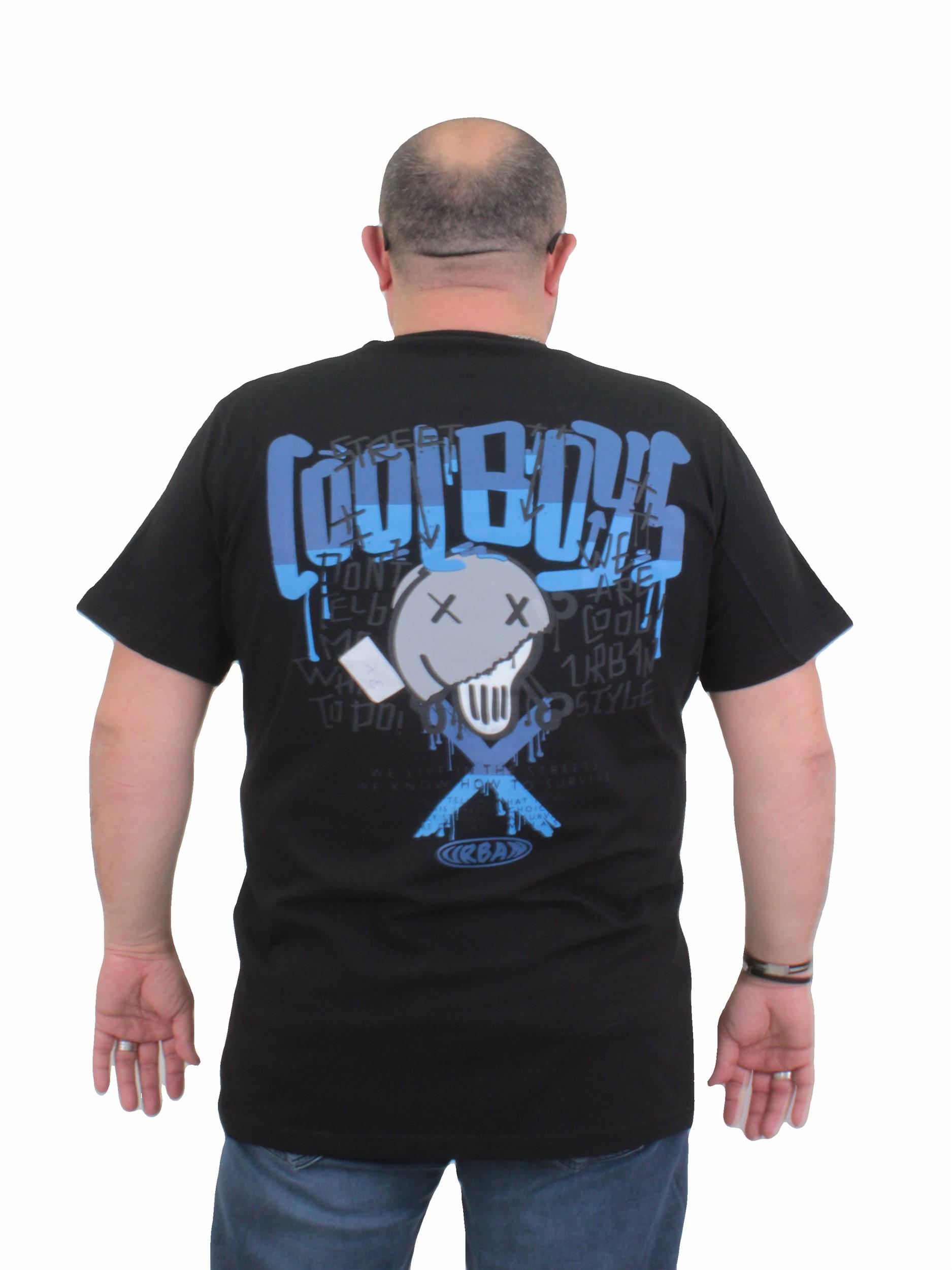 Mocgrande Erkek Büyük Beden Sıfır Yaka Tişört Cool Boys 24125 SIYAH