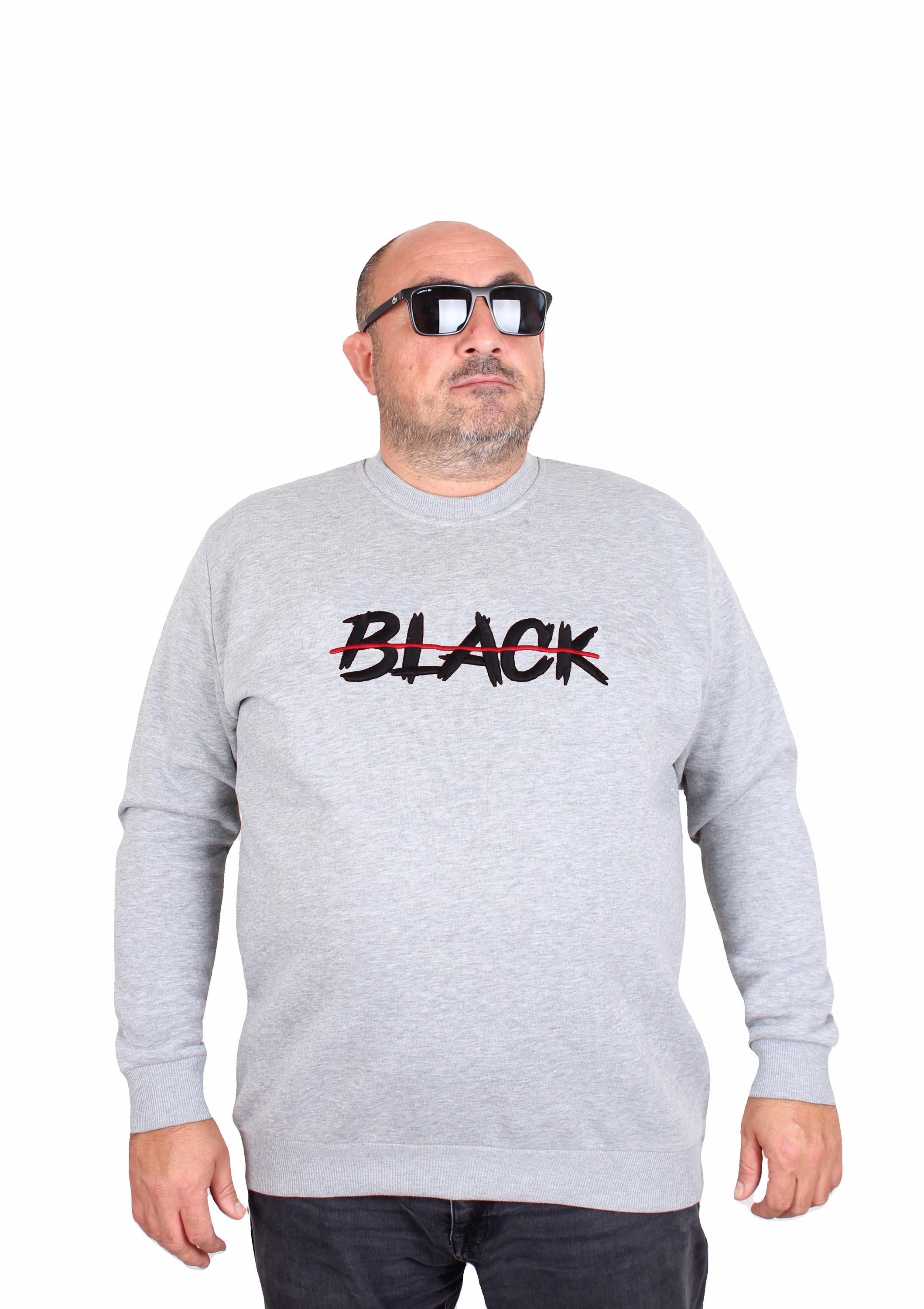 Mocgrande Erkek Büyük Beden Sıfır Yaka 3ip Sweat Black 24202 GRI MELANJ