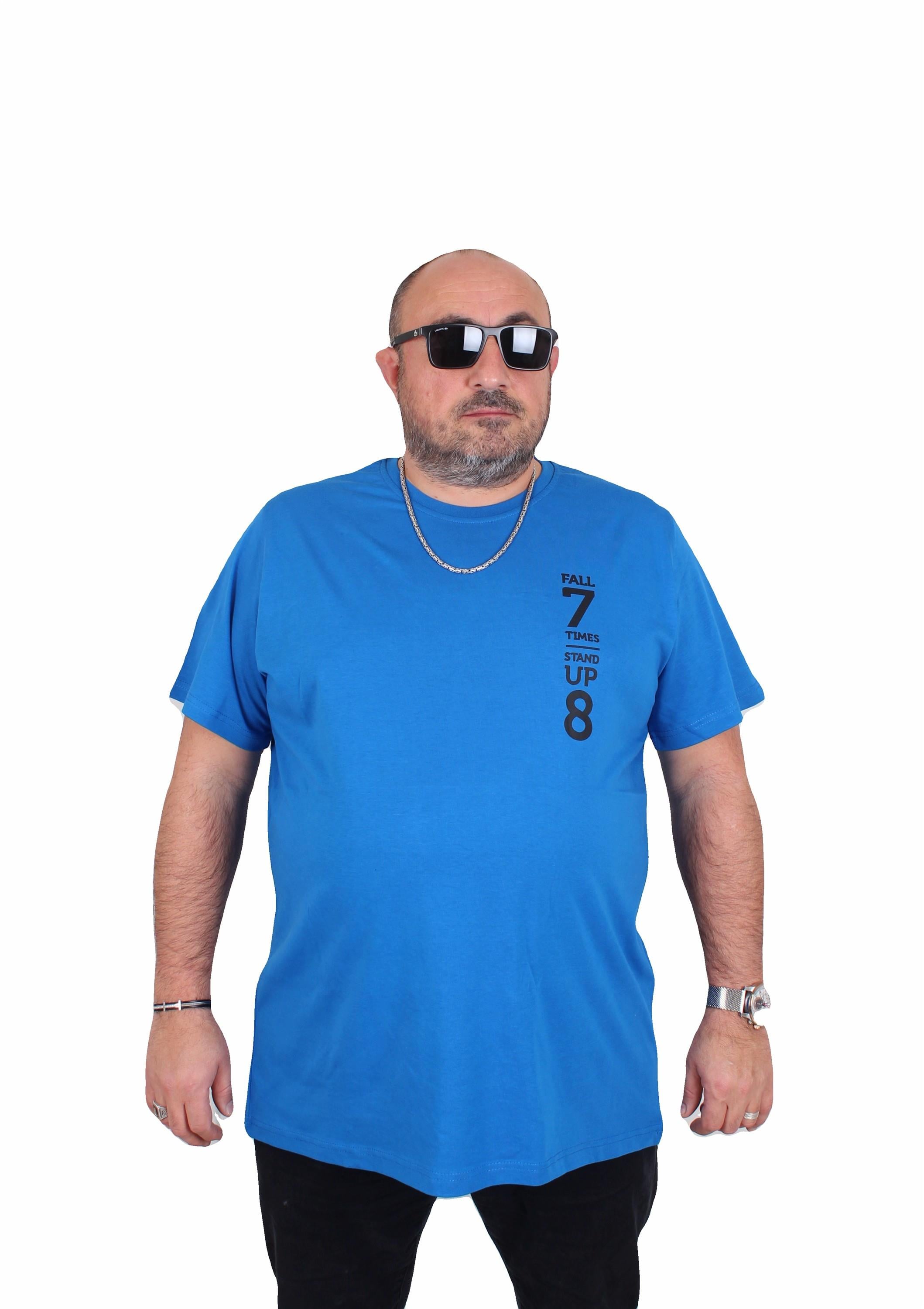 Mocgrande Erkek Büyük Beden Sıfır Yaka Tişört Stand Up 25158 SAKS