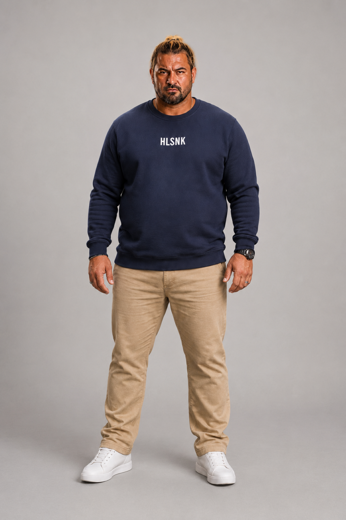 Mocgrande Erkek Büyük Beden Sıfır Yaka Sweat Hlsnk 23204 INDIGO