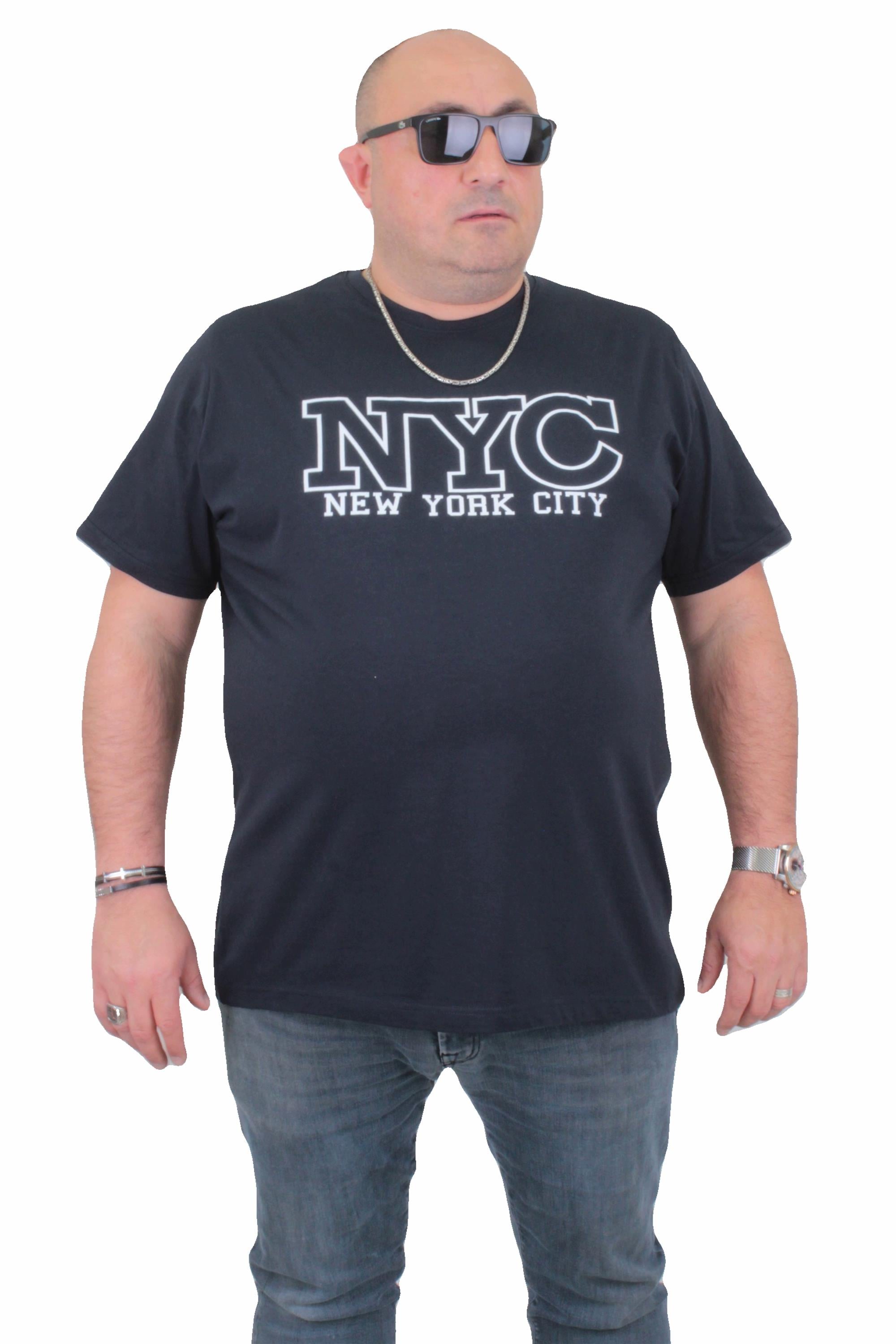 Mocgrande Erkek Büyük Beden Sıfır Yaka Tişört NYC 24133 LACIVERT
