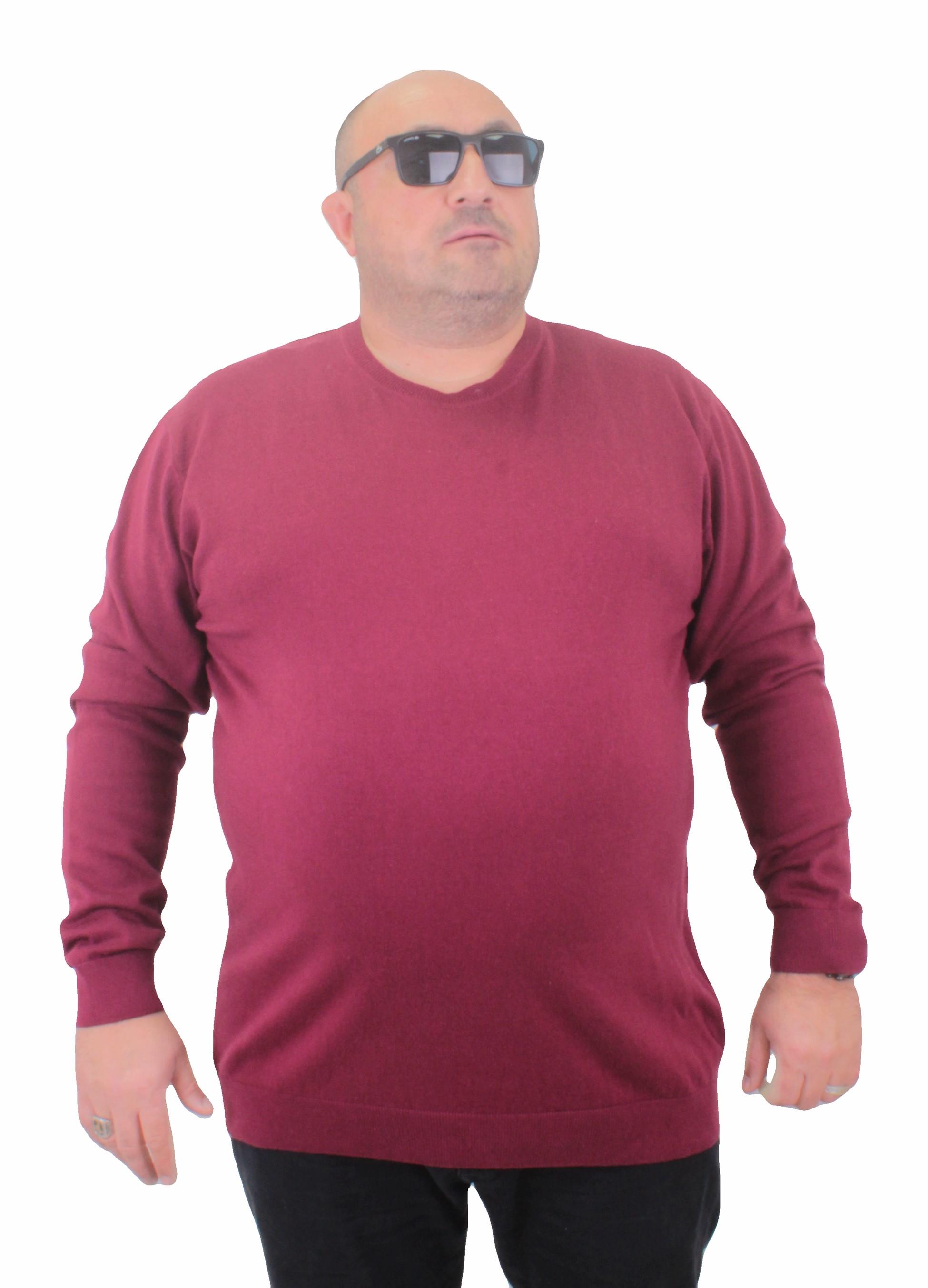 Mocgrande Erkek Büyük Beden Sıfır Yaka Reglan Triko Kazak 23750 BORDO