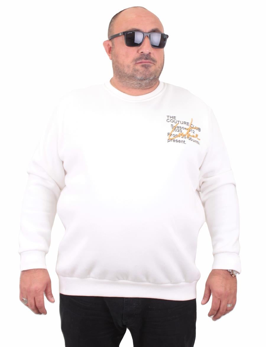 Mocgrande Erkek Büyük Beden Sıfır Yaka Sweat Conture Club 23203 EKRU